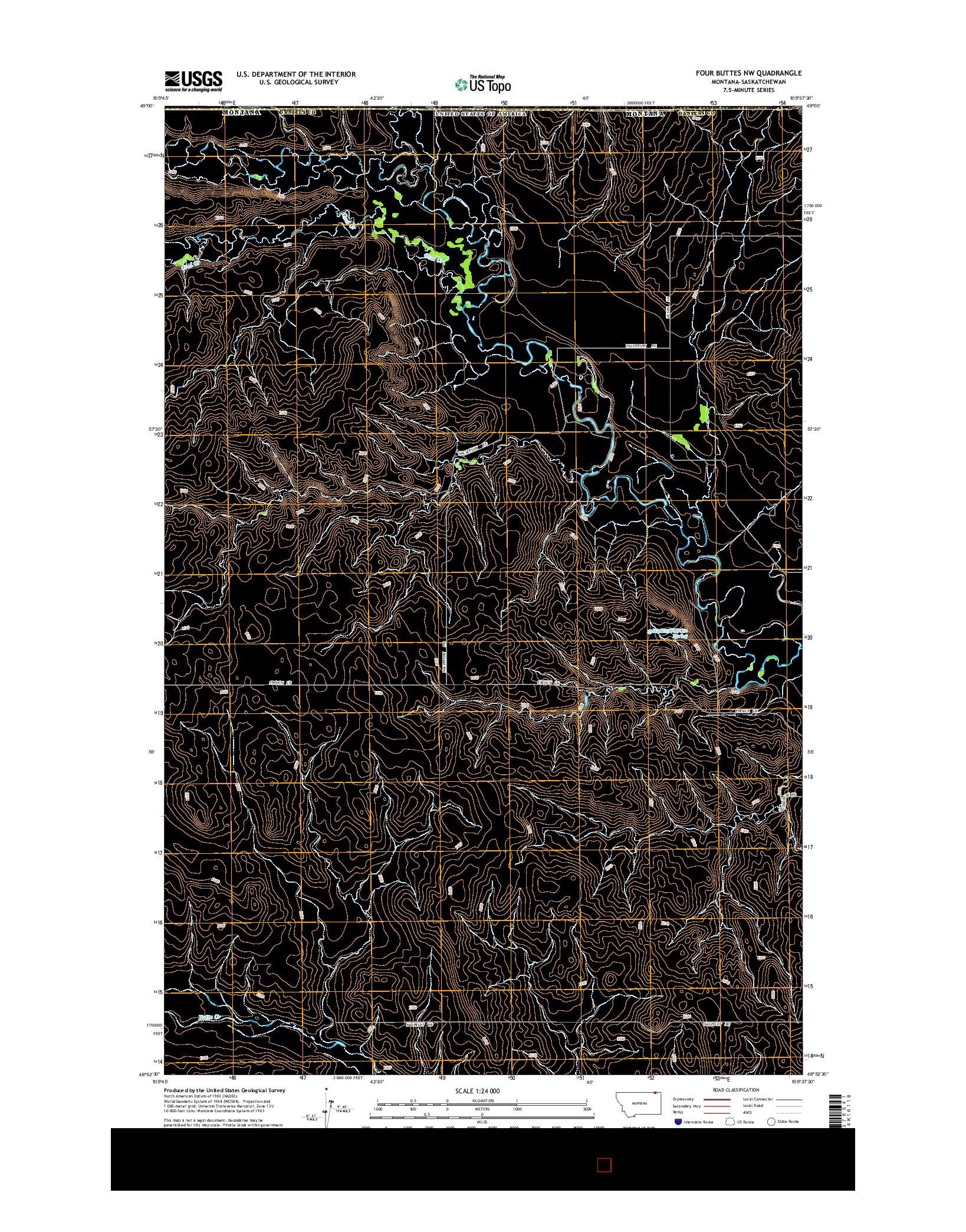 USGS US TOPO 7.5-MINUTE MAP FOR FOUR BUTTES NW, MT-SK 2014