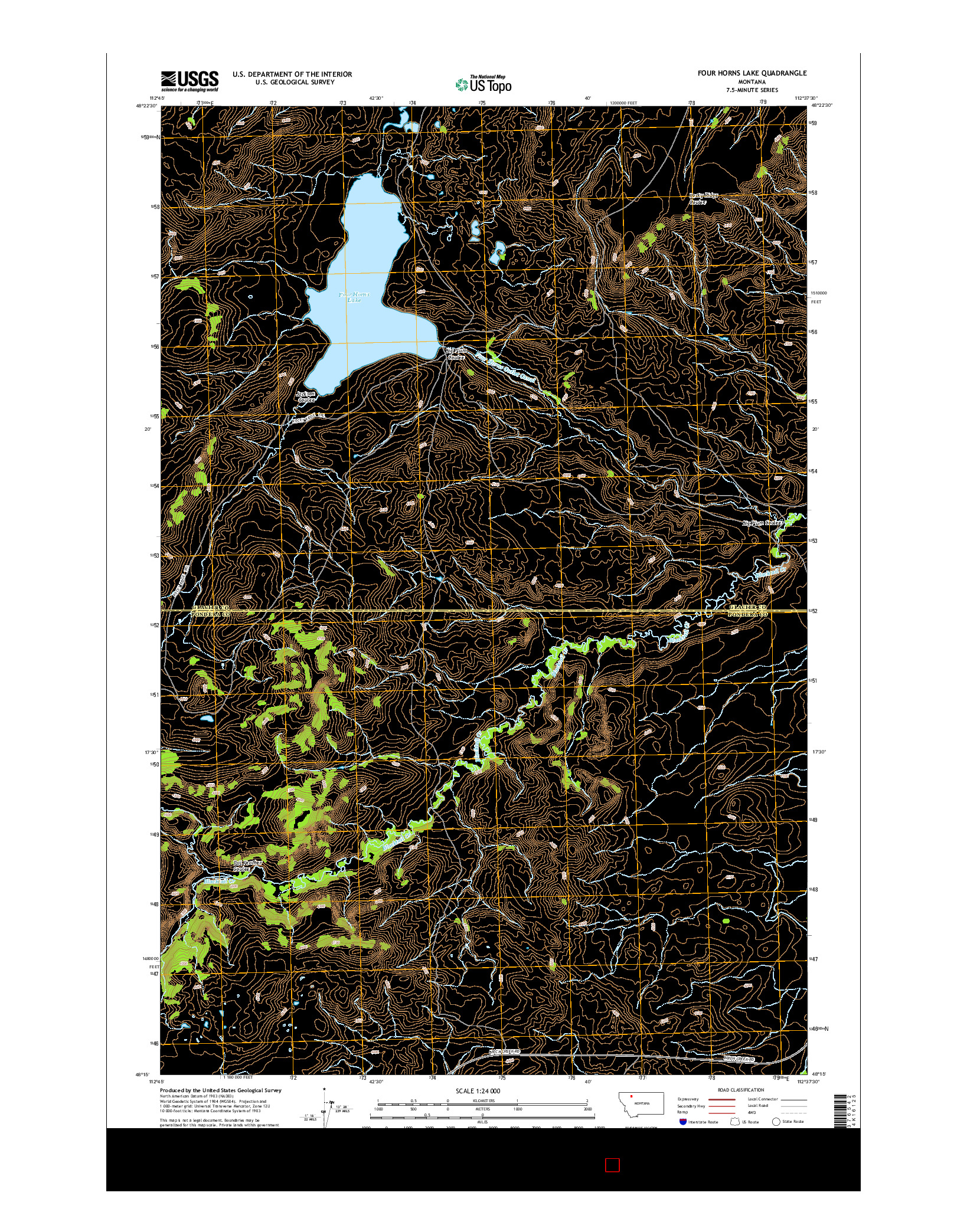USGS US TOPO 7.5-MINUTE MAP FOR FOUR HORNS LAKE, MT 2014