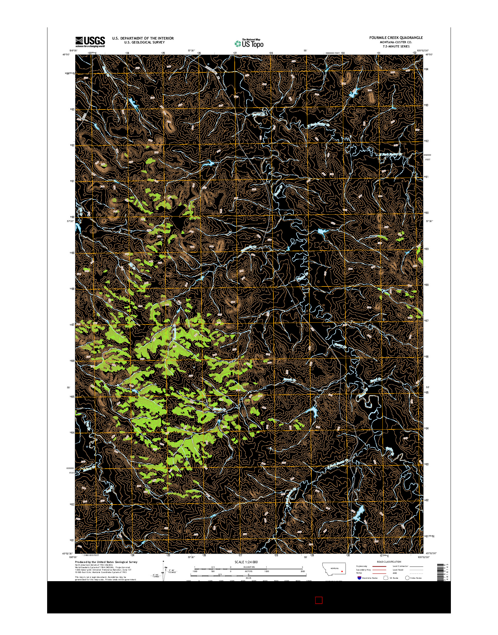 USGS US TOPO 7.5-MINUTE MAP FOR FOURMILE CREEK, MT 2014