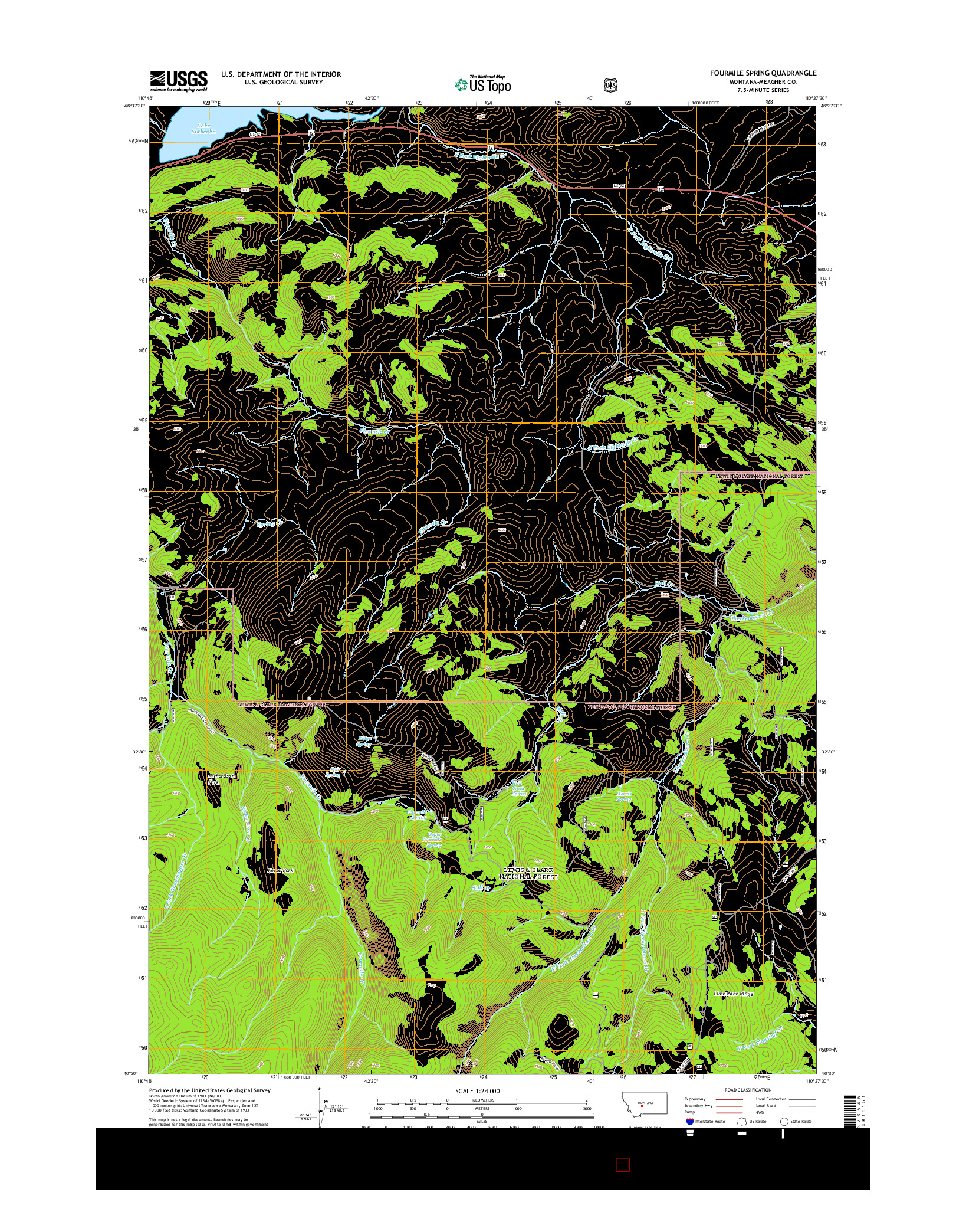 USGS US TOPO 7.5-MINUTE MAP FOR FOURMILE SPRING, MT 2014