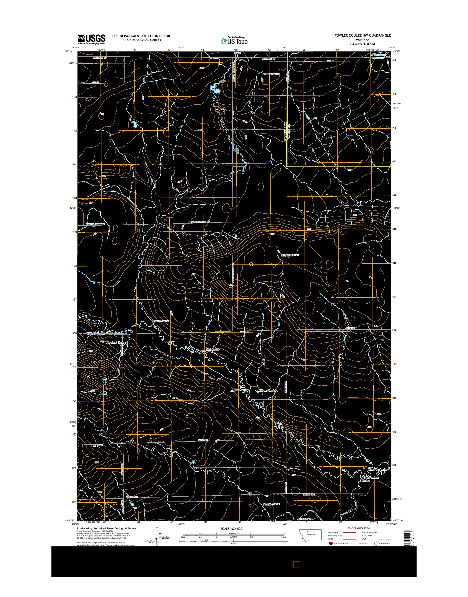 USGS US TOPO 7.5-MINUTE MAP FOR FOWLER COULEE NW, MT 2014