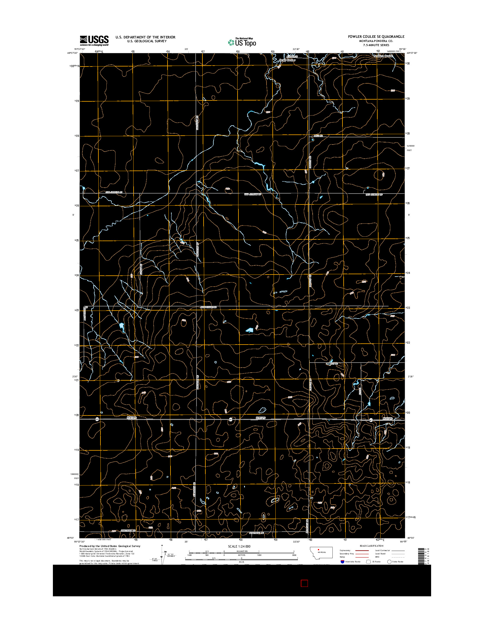 USGS US TOPO 7.5-MINUTE MAP FOR FOWLER COULEE SE, MT 2014