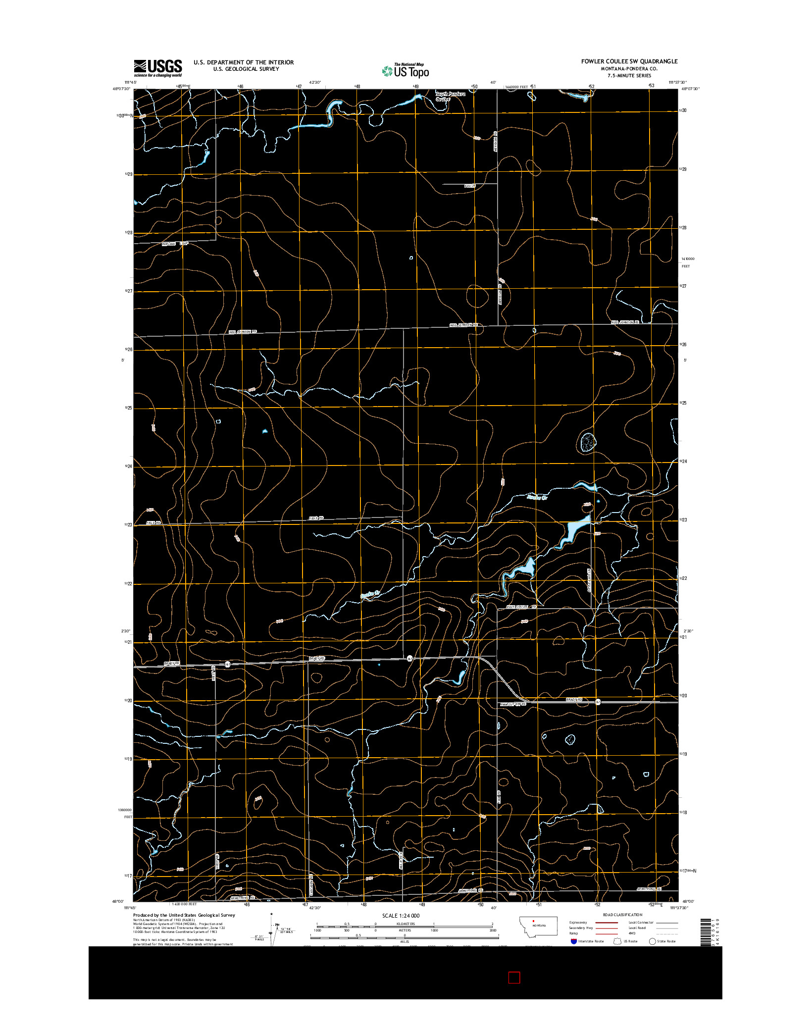 USGS US TOPO 7.5-MINUTE MAP FOR FOWLER COULEE SW, MT 2014