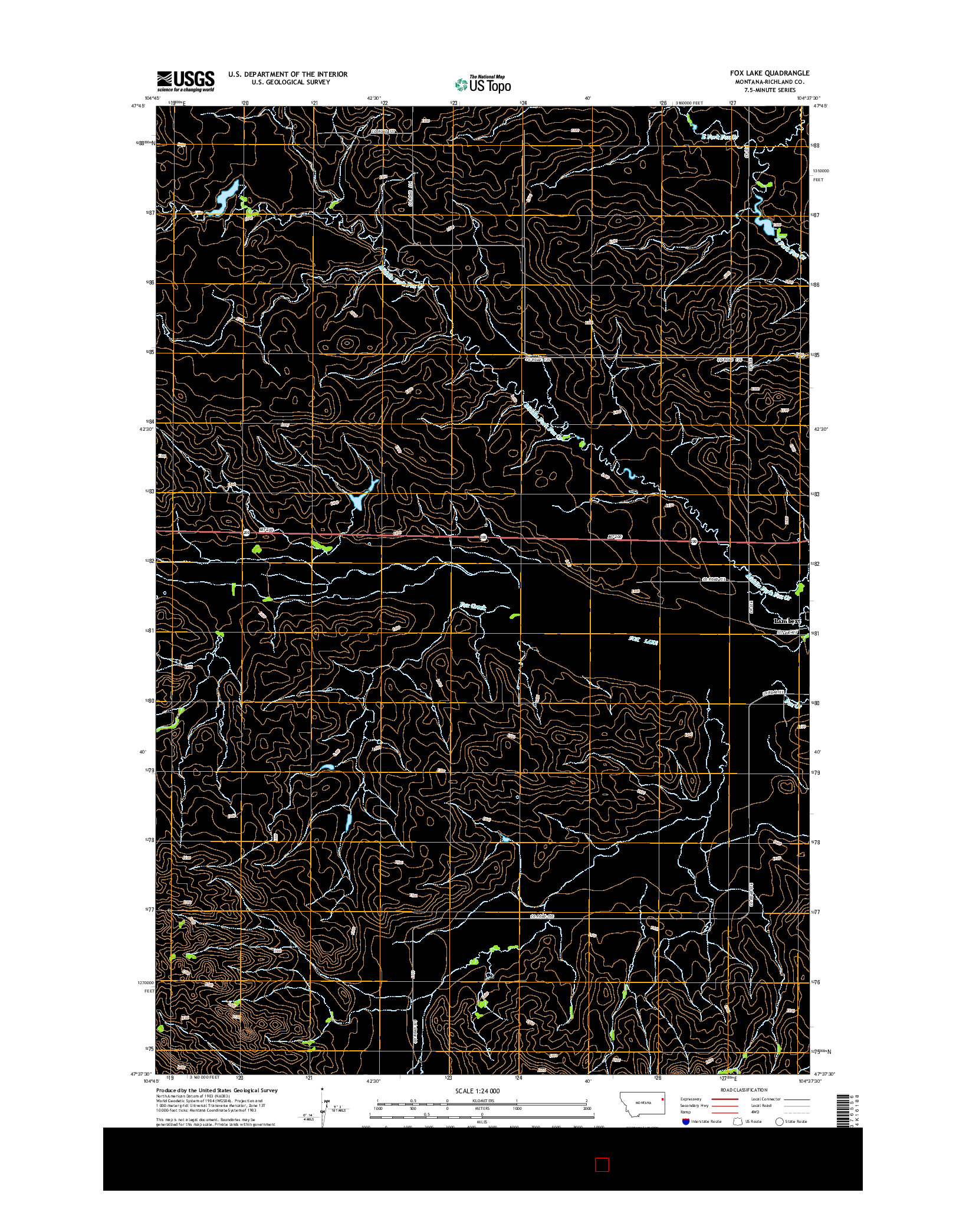 USGS US TOPO 7.5-MINUTE MAP FOR FOX LAKE, MT 2014