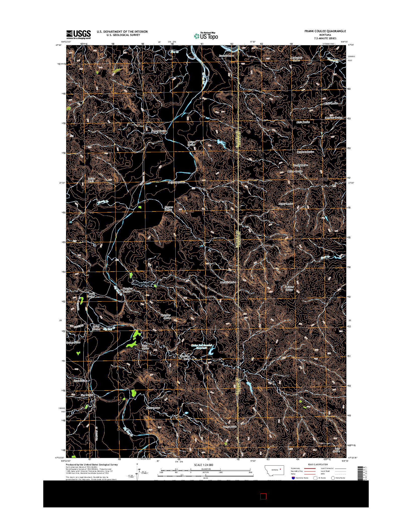 USGS US TOPO 7.5-MINUTE MAP FOR FRANK COULEE, MT 2014