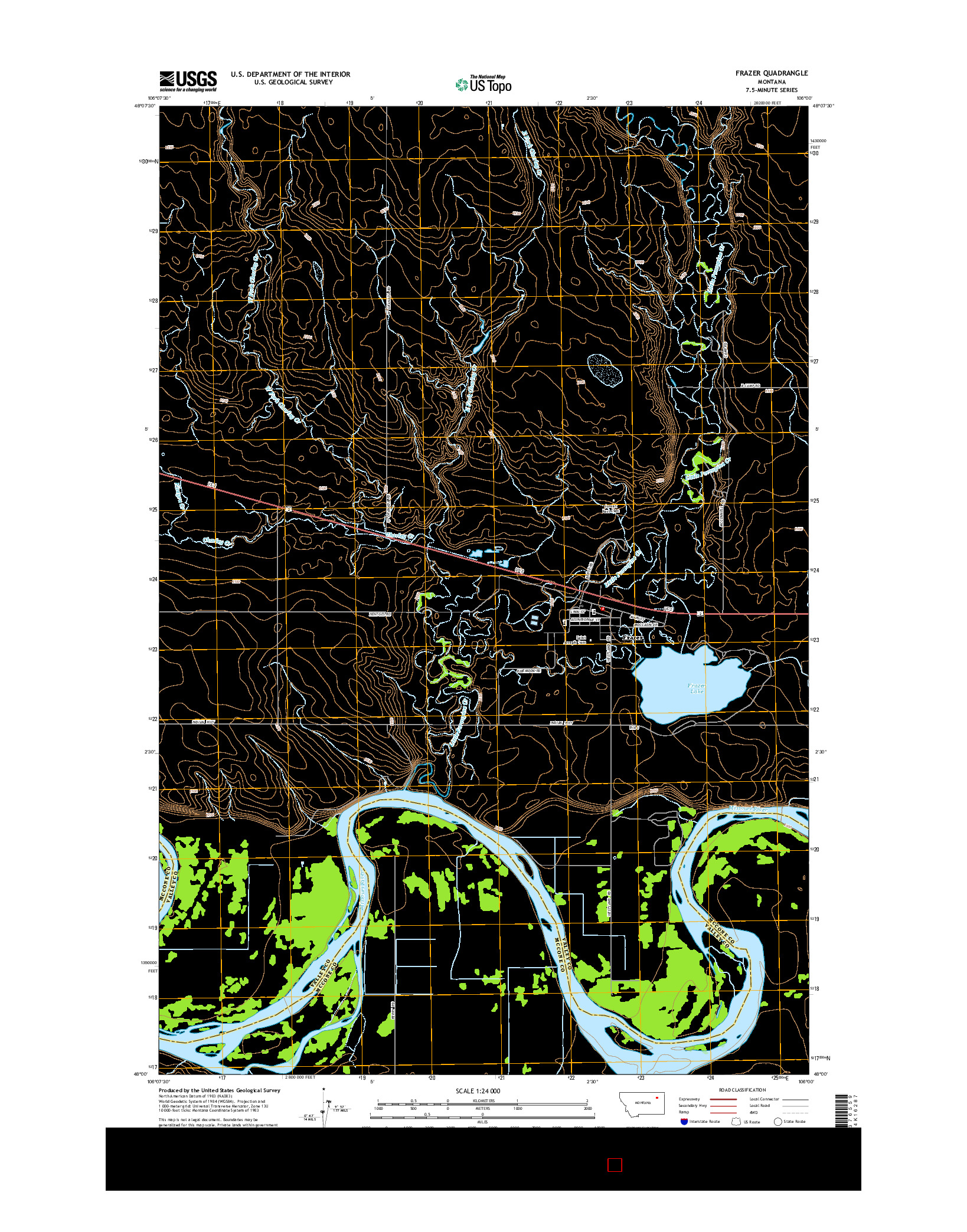 USGS US TOPO 7.5-MINUTE MAP FOR FRAZER, MT 2014