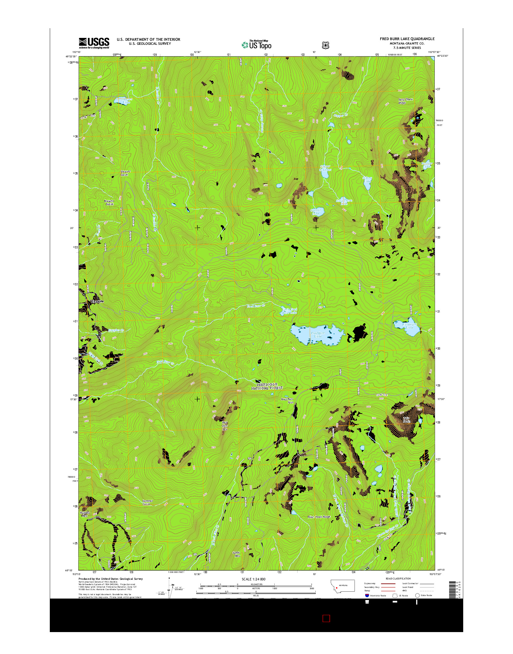 USGS US TOPO 7.5-MINUTE MAP FOR FRED BURR LAKE, MT 2014