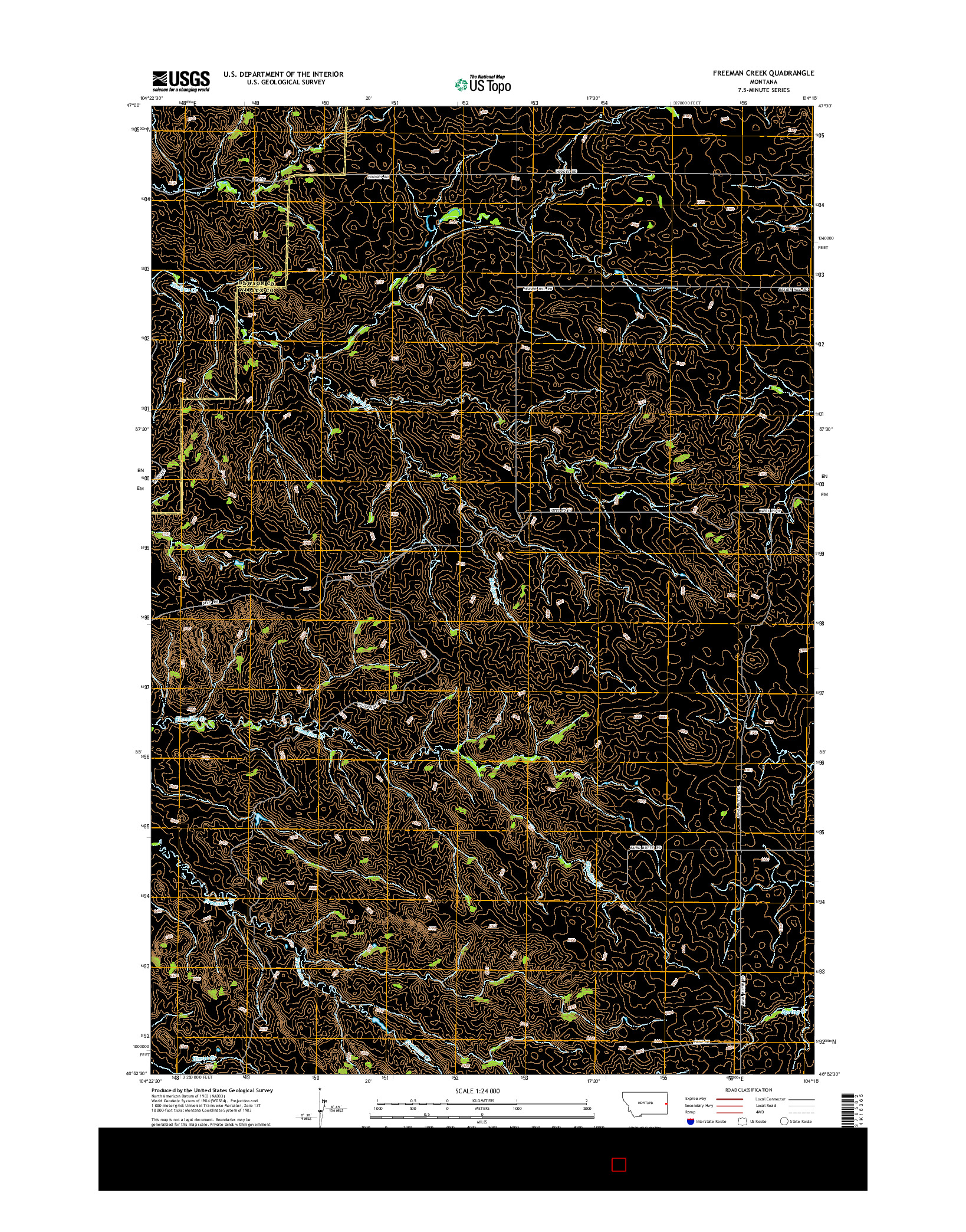 USGS US TOPO 7.5-MINUTE MAP FOR FREEMAN CREEK, MT 2014