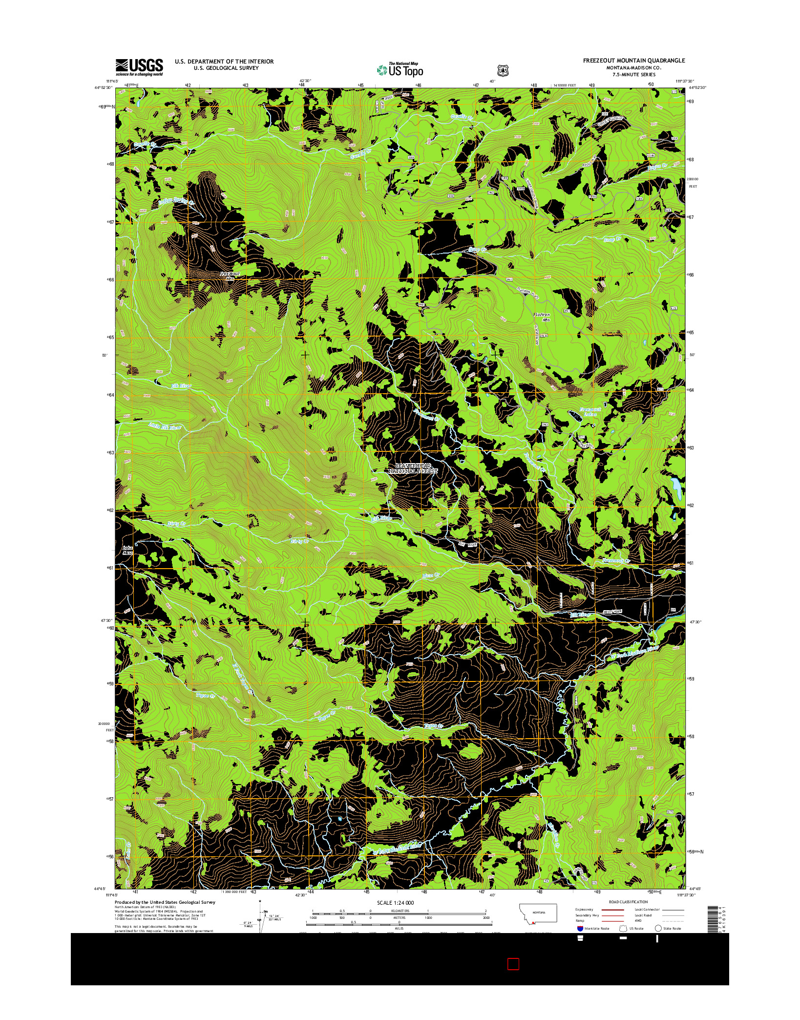 USGS US TOPO 7.5-MINUTE MAP FOR FREEZEOUT MOUNTAIN, MT 2014