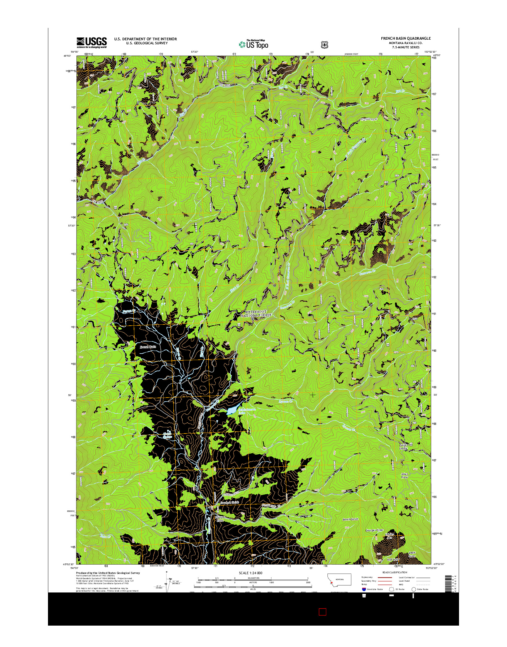 USGS US TOPO 7.5-MINUTE MAP FOR FRENCH BASIN, MT 2014