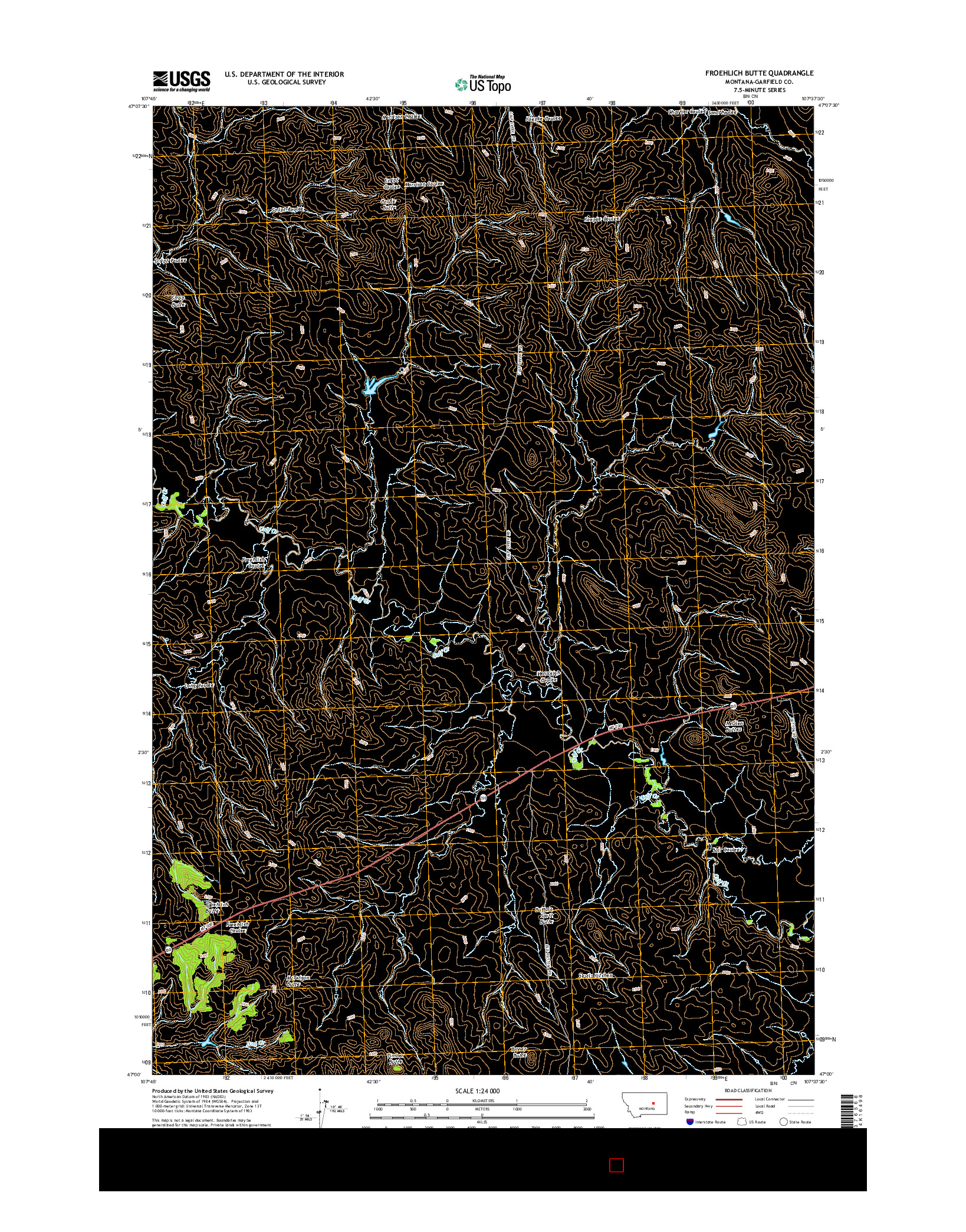 USGS US TOPO 7.5-MINUTE MAP FOR FROEHLICH BUTTE, MT 2014
