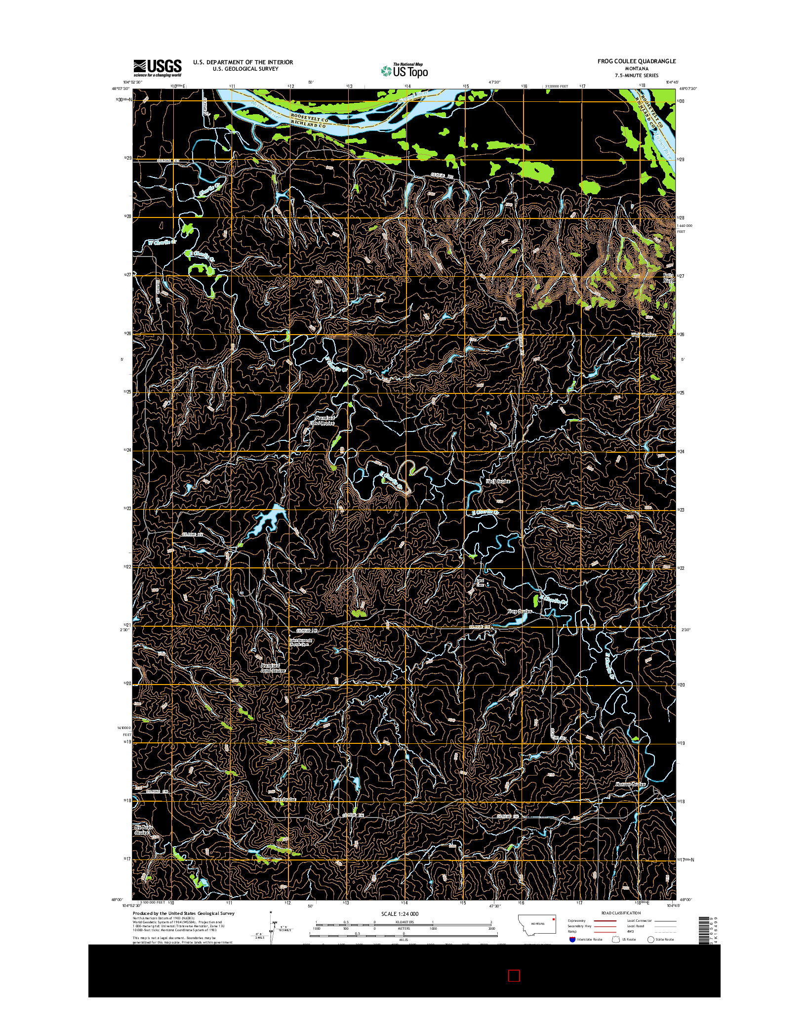 USGS US TOPO 7.5-MINUTE MAP FOR FROG COULEE, MT 2014