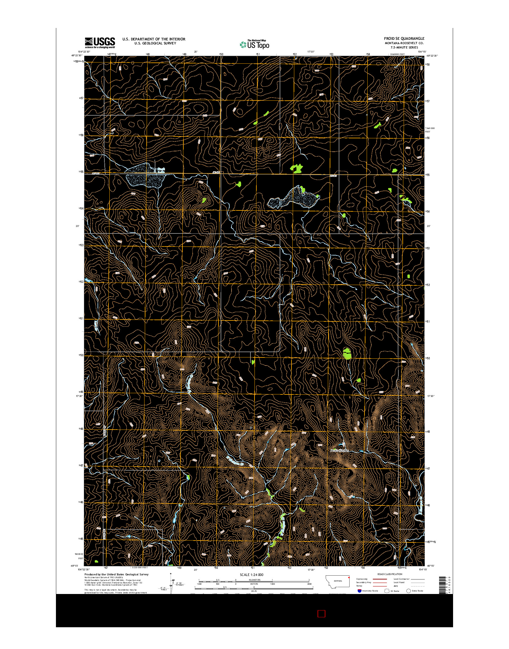 USGS US TOPO 7.5-MINUTE MAP FOR FROID SE, MT 2014