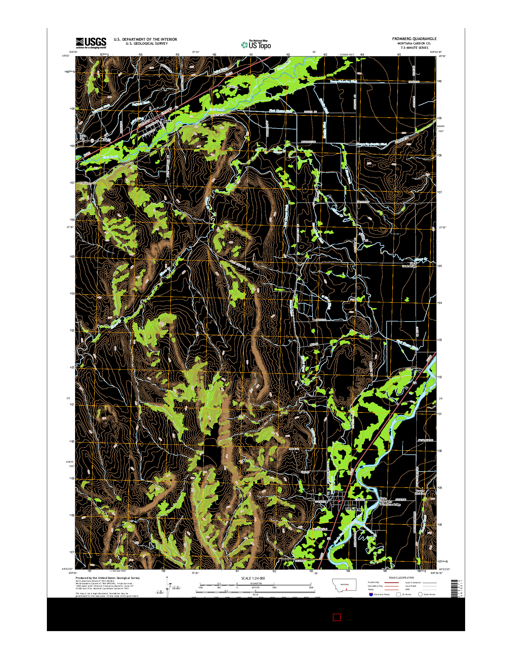 USGS US TOPO 7.5-MINUTE MAP FOR FROMBERG, MT 2014