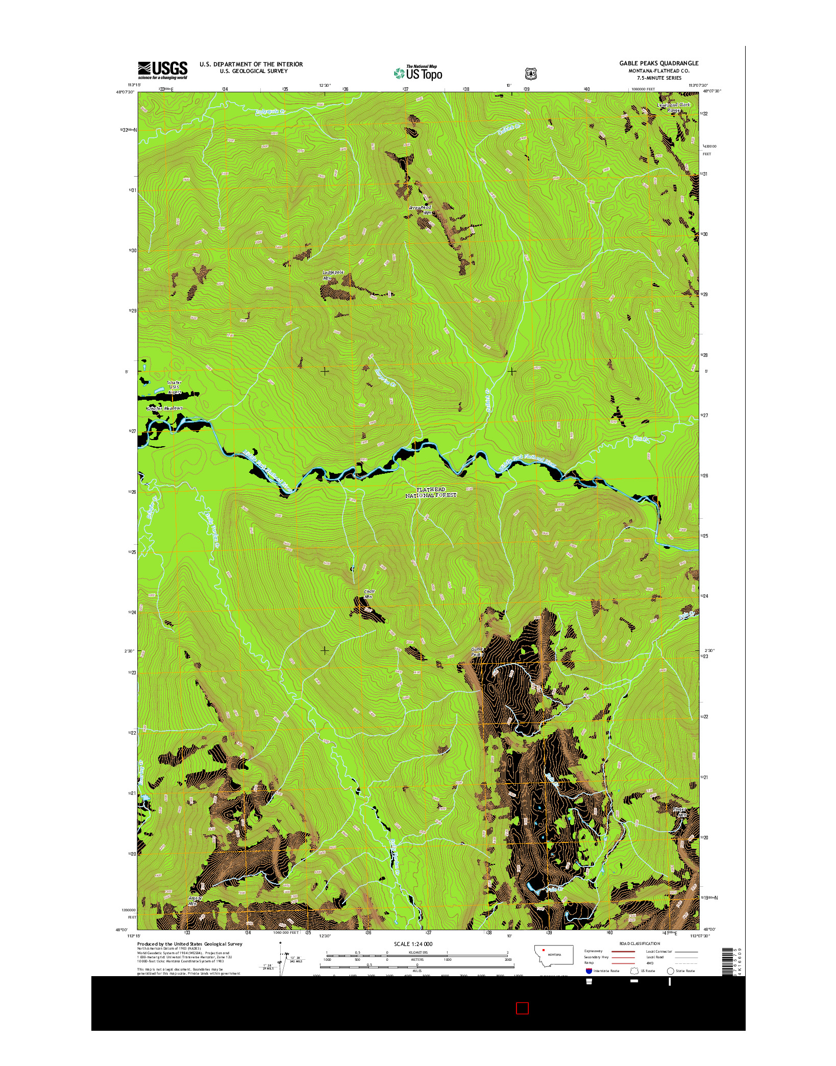 USGS US TOPO 7.5-MINUTE MAP FOR GABLE PEAKS, MT 2014