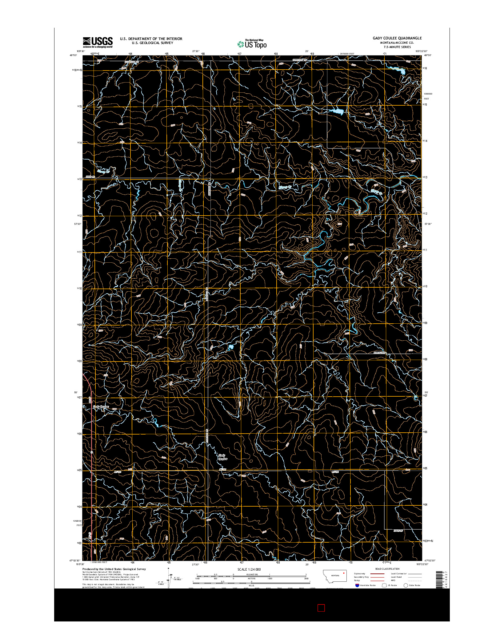 USGS US TOPO 7.5-MINUTE MAP FOR GADY COULEE, MT 2014