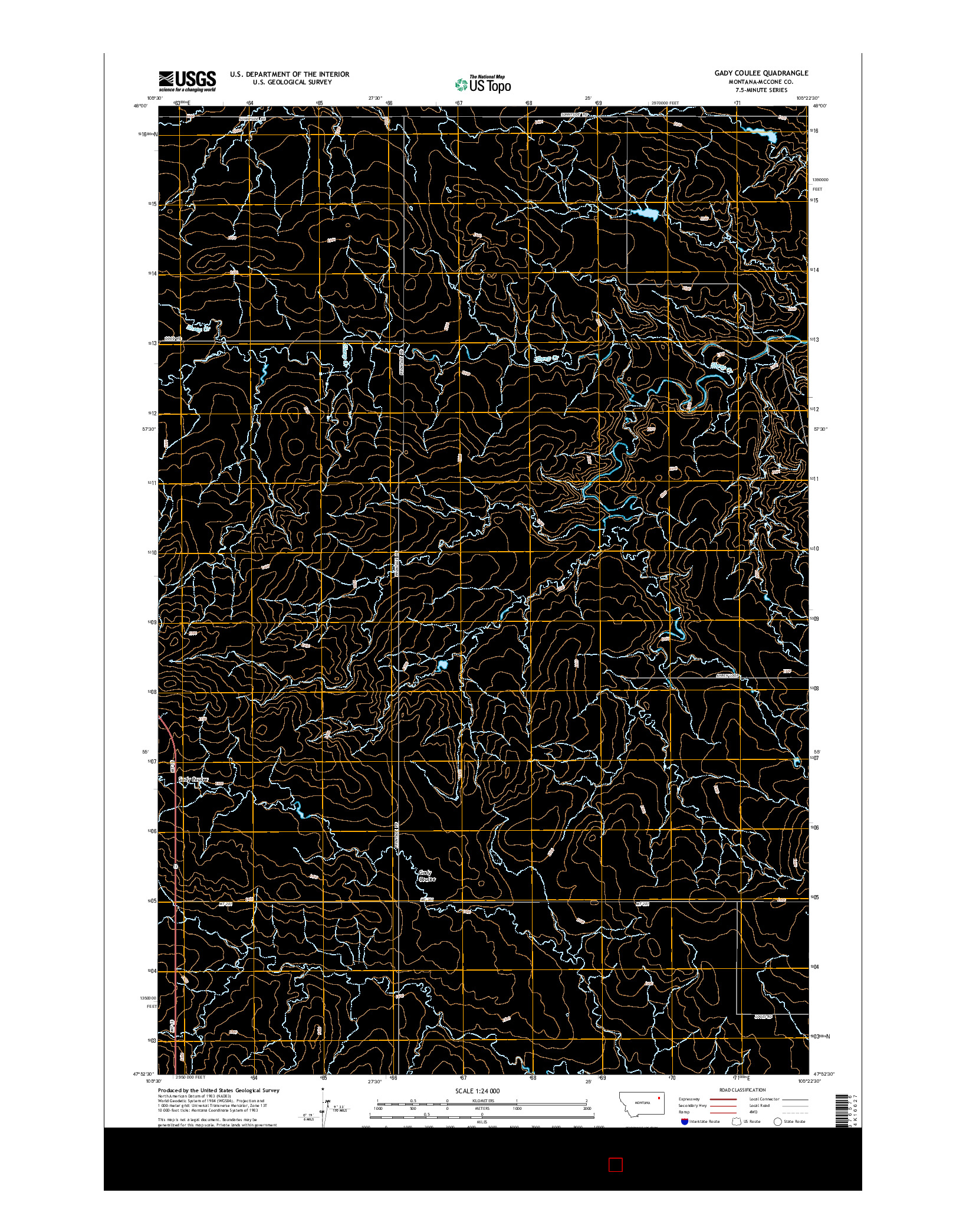 USGS US TOPO 7.5-MINUTE MAP FOR GADY COULEE, MT 2014