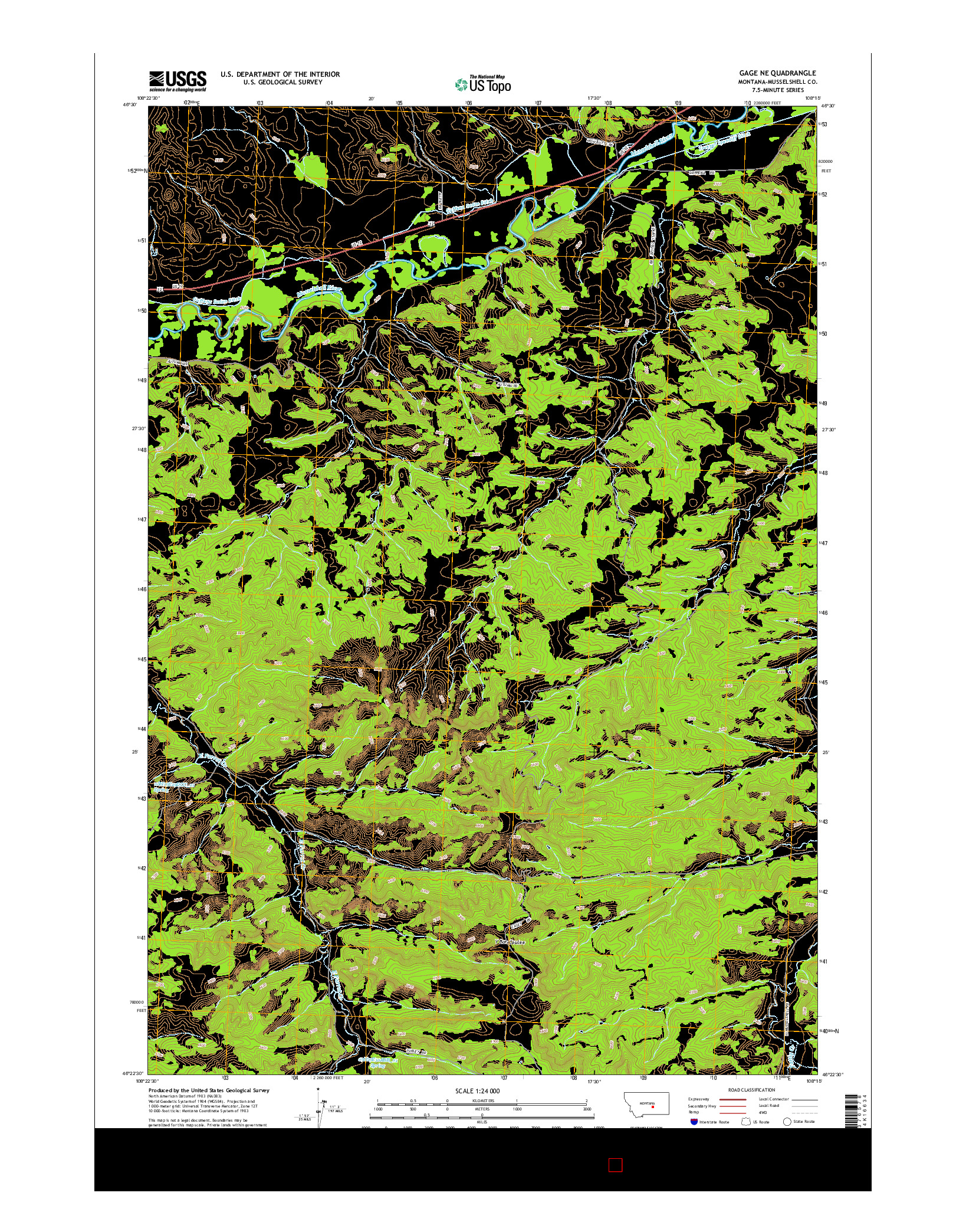 USGS US TOPO 7.5-MINUTE MAP FOR GAGE NE, MT 2014