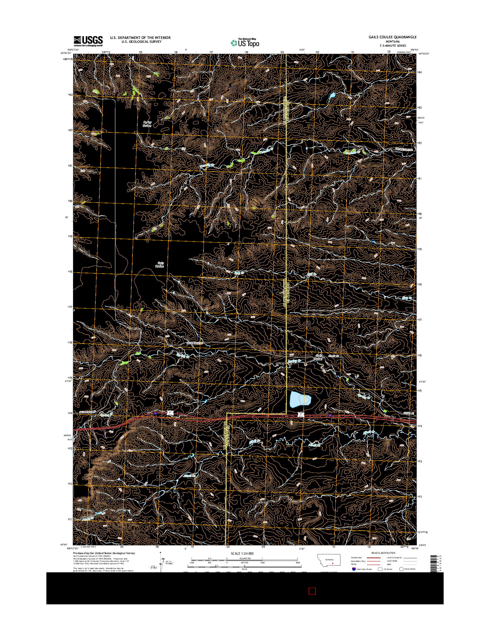 USGS US TOPO 7.5-MINUTE MAP FOR GAILS COULEE, MT 2014