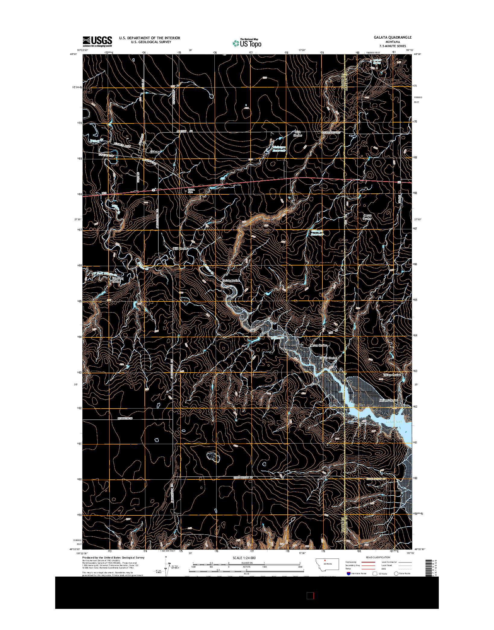 USGS US TOPO 7.5-MINUTE MAP FOR GALATA, MT 2014