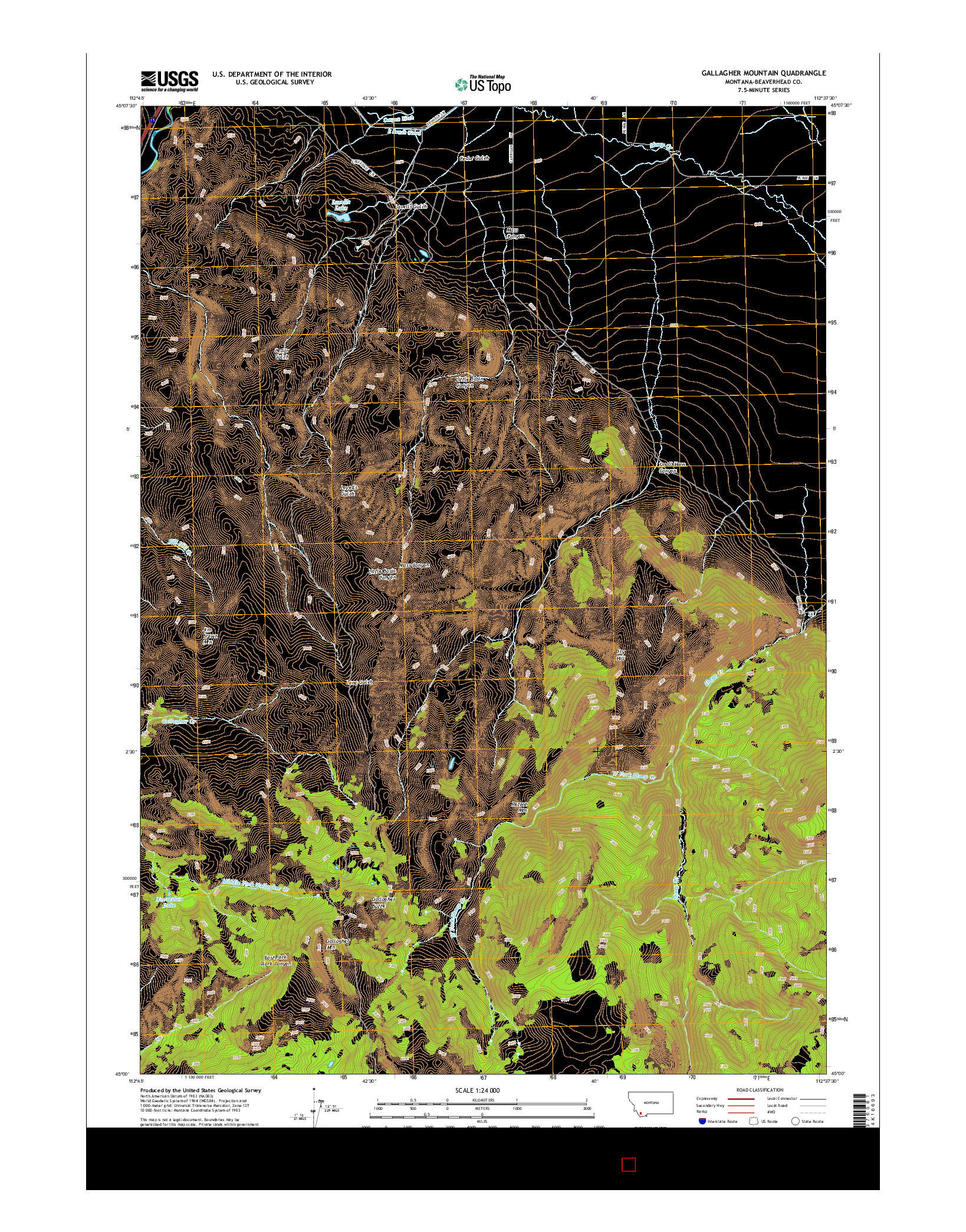 USGS US TOPO 7.5-MINUTE MAP FOR GALLAGHER MOUNTAIN, MT 2014