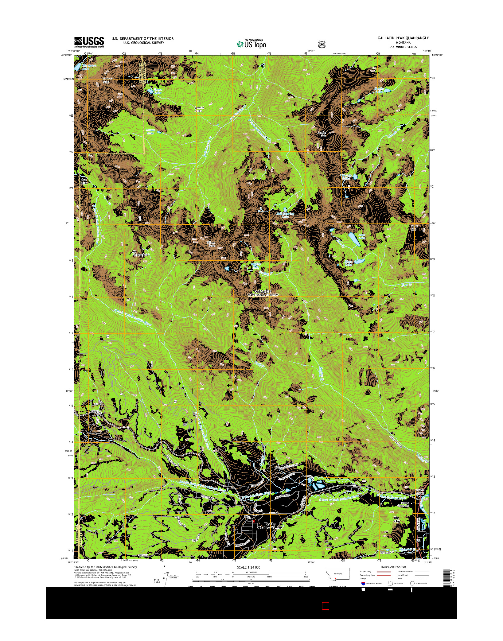 USGS US TOPO 7.5-MINUTE MAP FOR GALLATIN PEAK, MT 2014