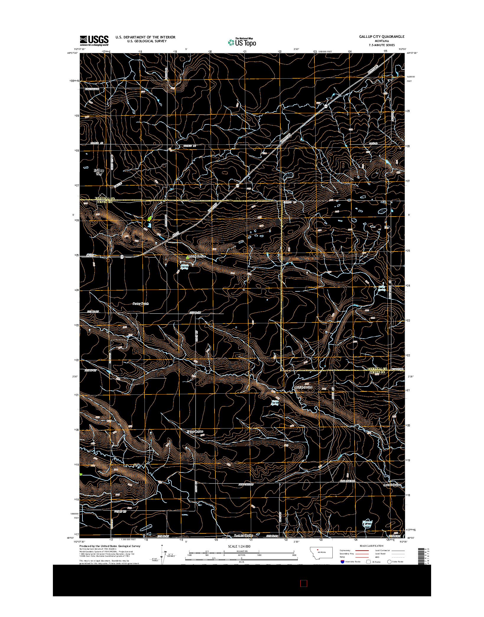 USGS US TOPO 7.5-MINUTE MAP FOR GALLUP CITY, MT 2014