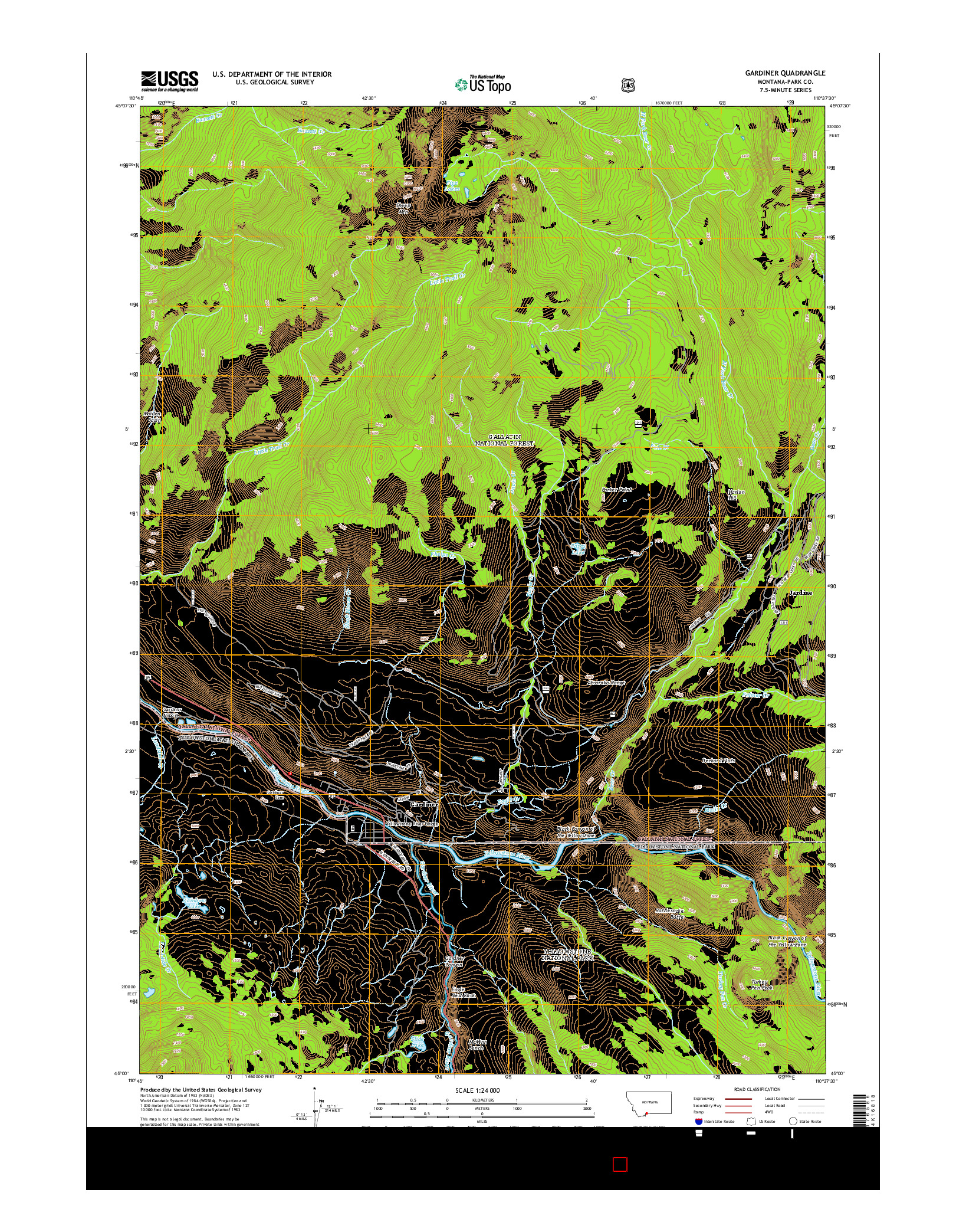 USGS US TOPO 7.5-MINUTE MAP FOR GARDINER, MT 2014
