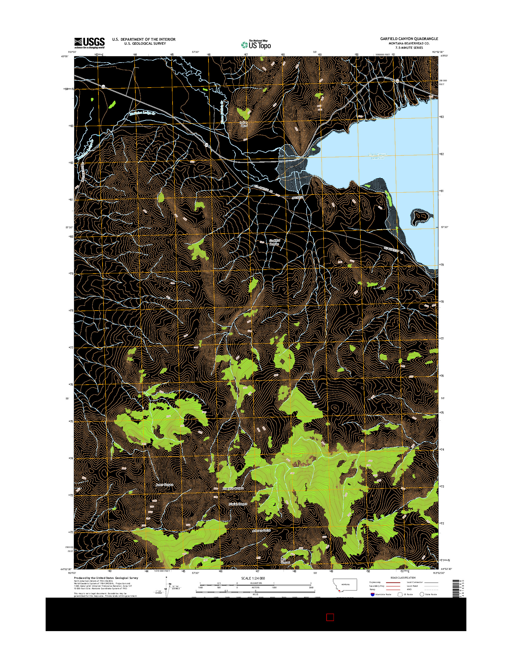 USGS US TOPO 7.5-MINUTE MAP FOR GARFIELD CANYON, MT 2014