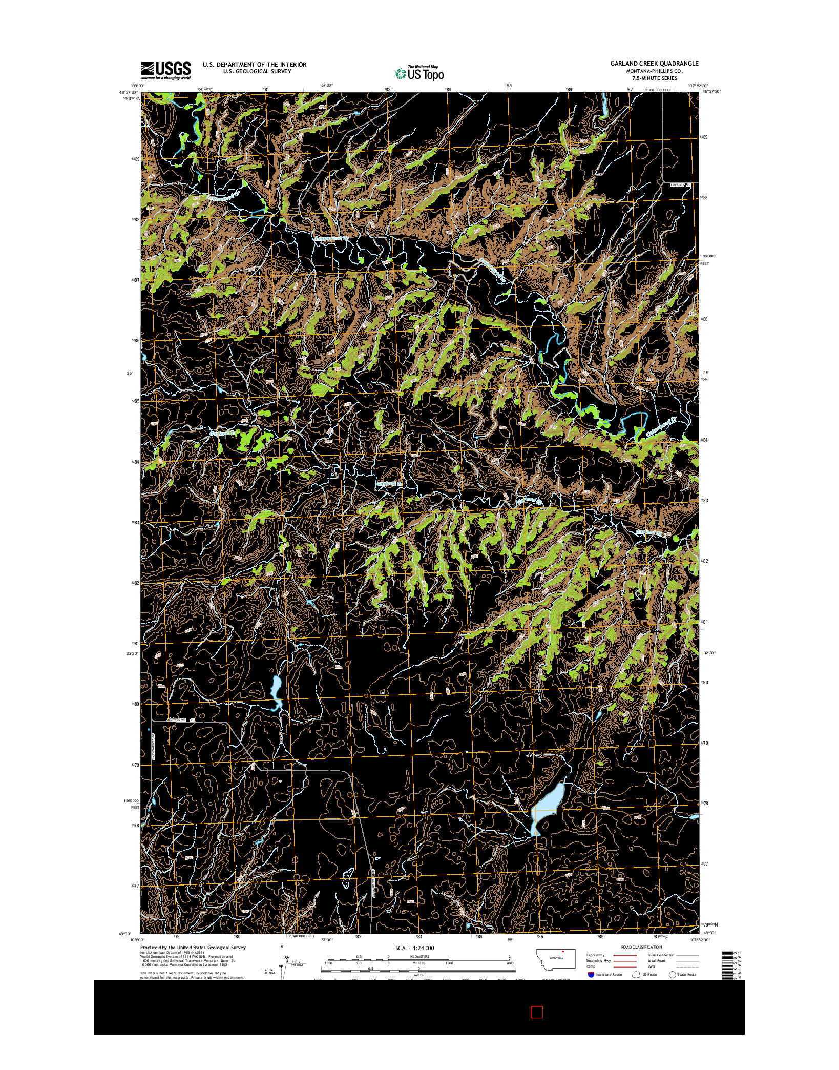 USGS US TOPO 7.5-MINUTE MAP FOR GARLAND CREEK, MT 2014