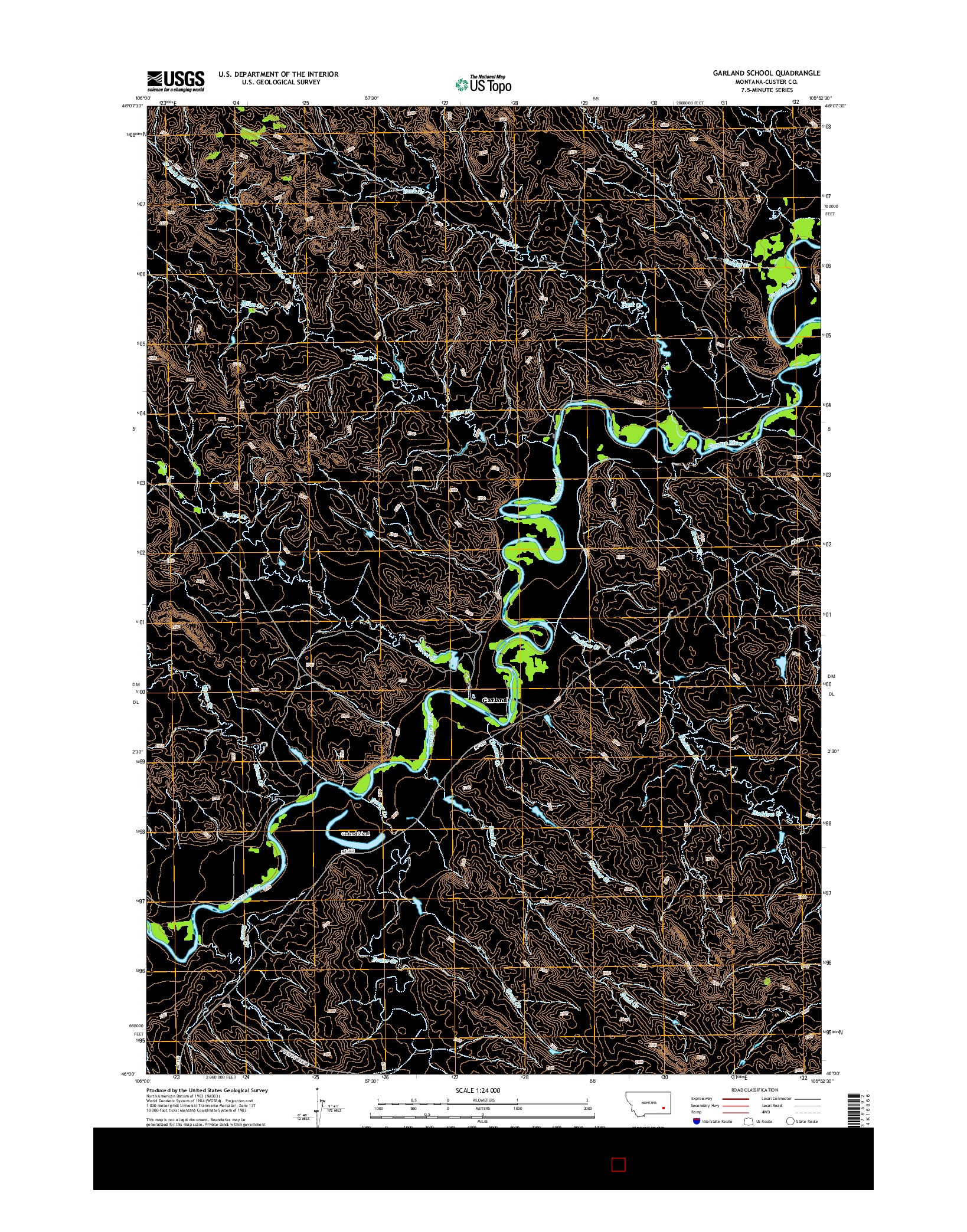 USGS US TOPO 7.5-MINUTE MAP FOR GARLAND SCHOOL, MT 2014