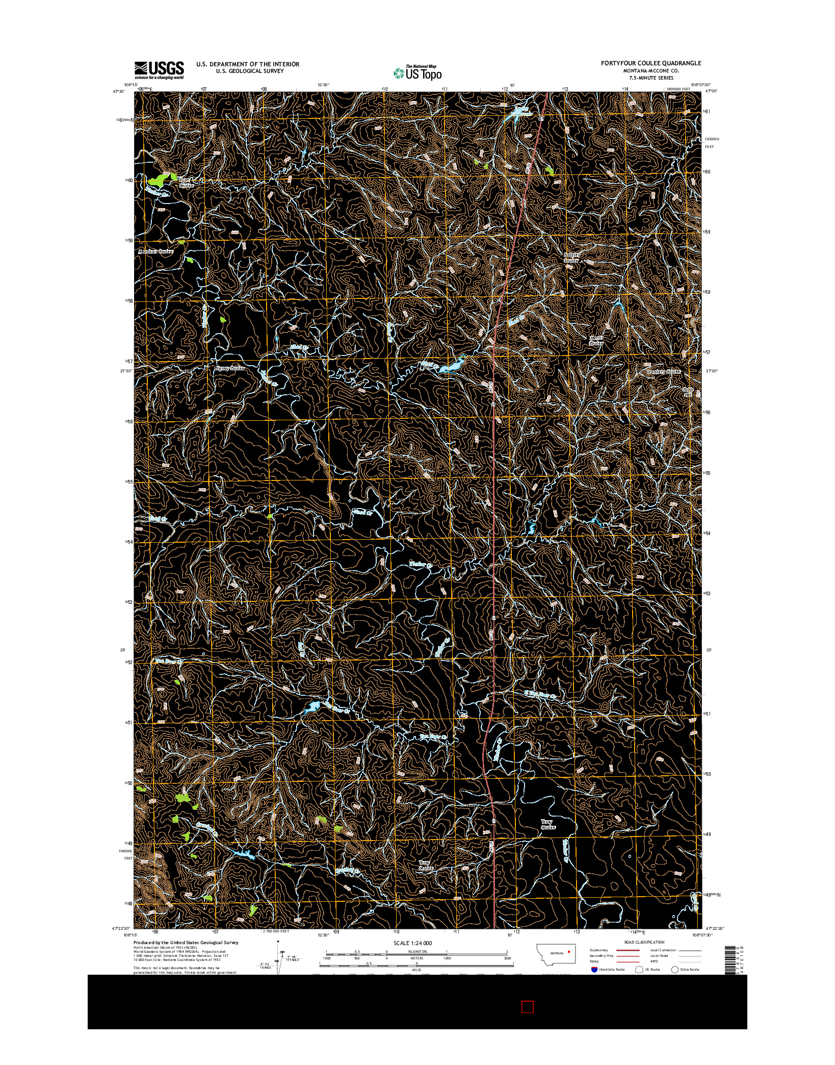 USGS US TOPO 7.5-MINUTE MAP FOR FORTYFOUR COULEE, MT 2014