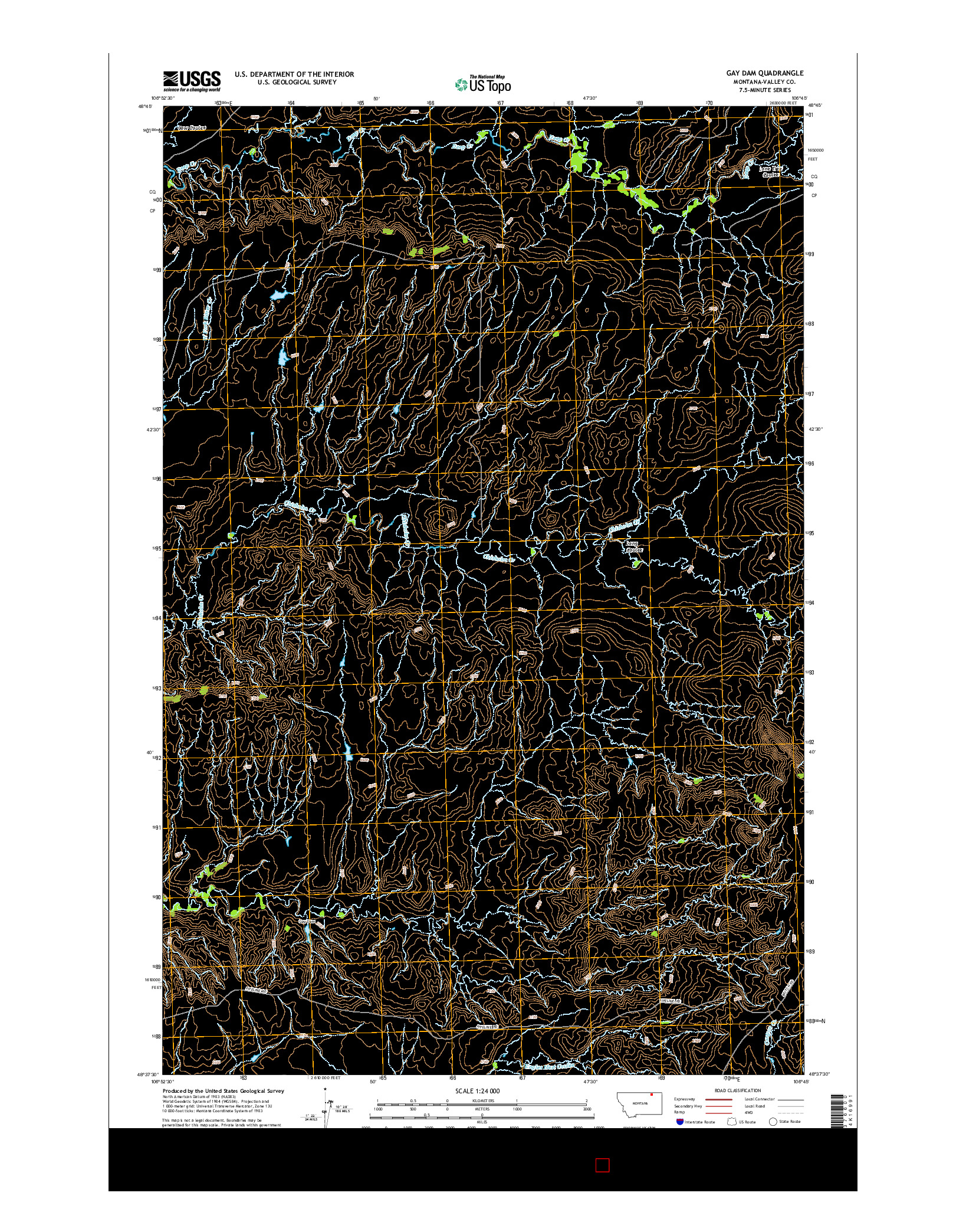 USGS US TOPO 7.5-MINUTE MAP FOR GAY DAM, MT 2014