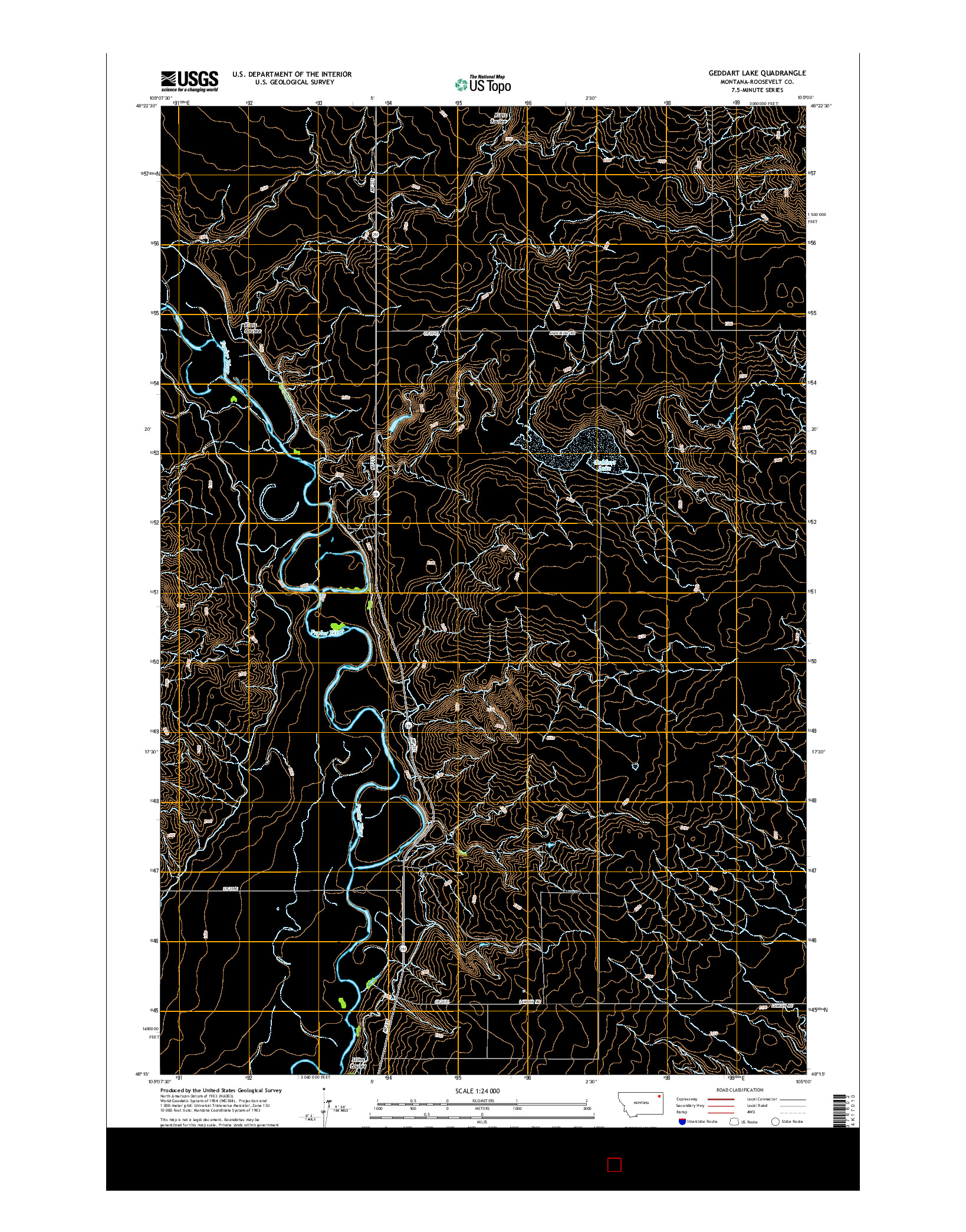 USGS US TOPO 7.5-MINUTE MAP FOR GEDDART LAKE, MT 2014