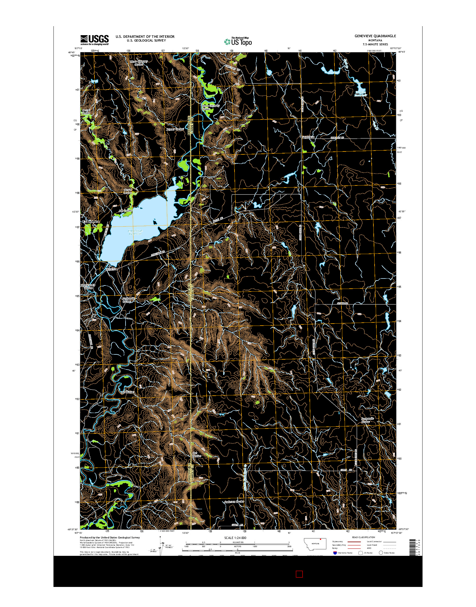 USGS US TOPO 7.5-MINUTE MAP FOR GENEVIEVE, MT 2014