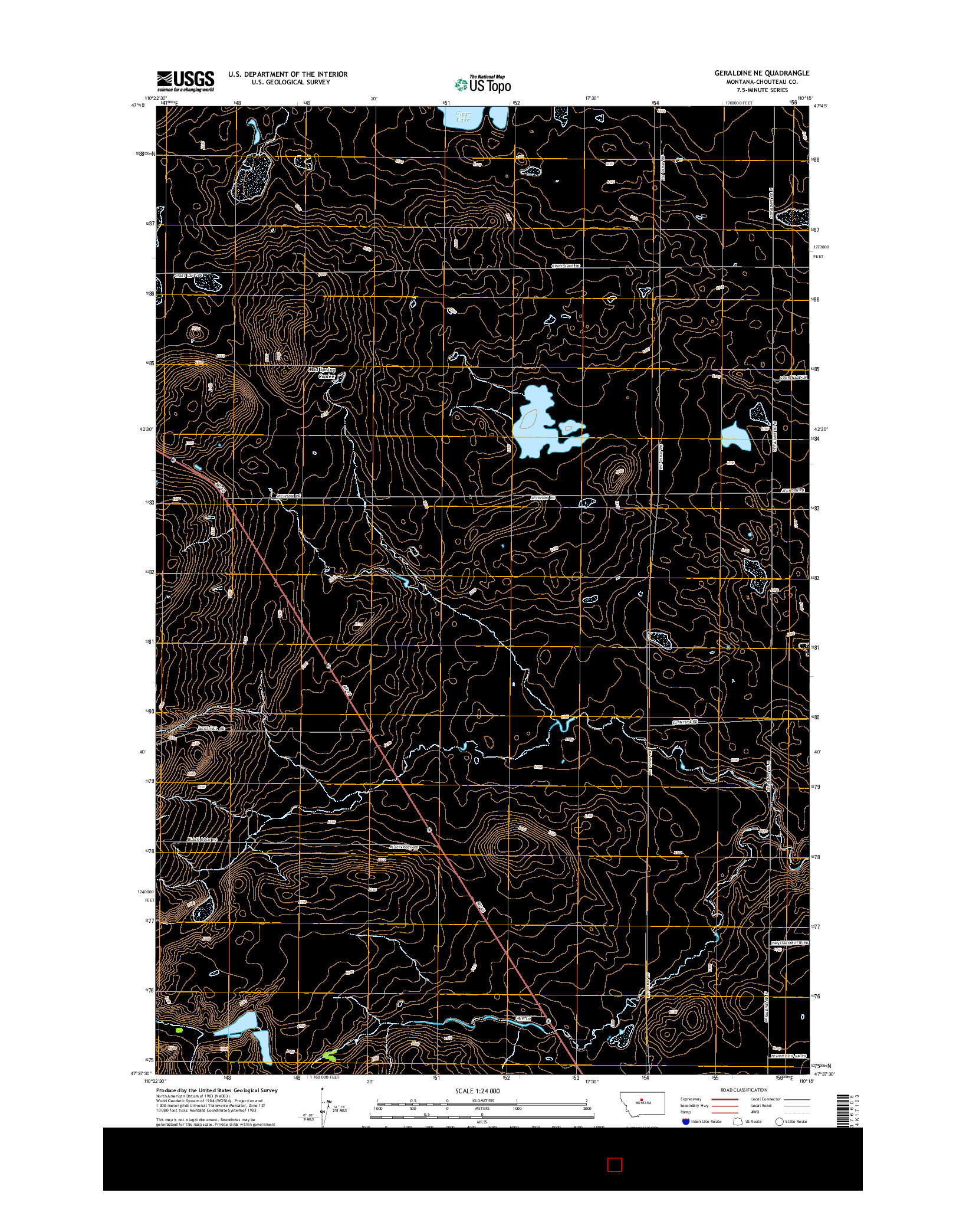 USGS US TOPO 7.5-MINUTE MAP FOR GERALDINE NE, MT 2014