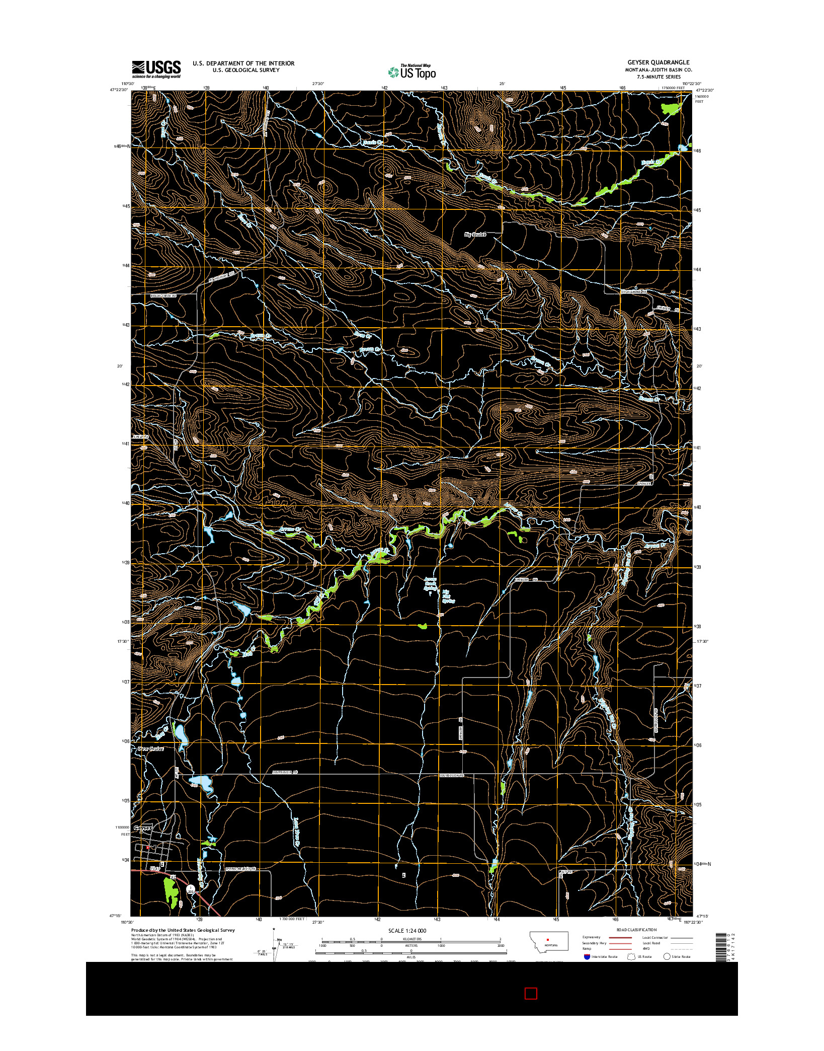 USGS US TOPO 7.5-MINUTE MAP FOR GEYSER, MT 2014