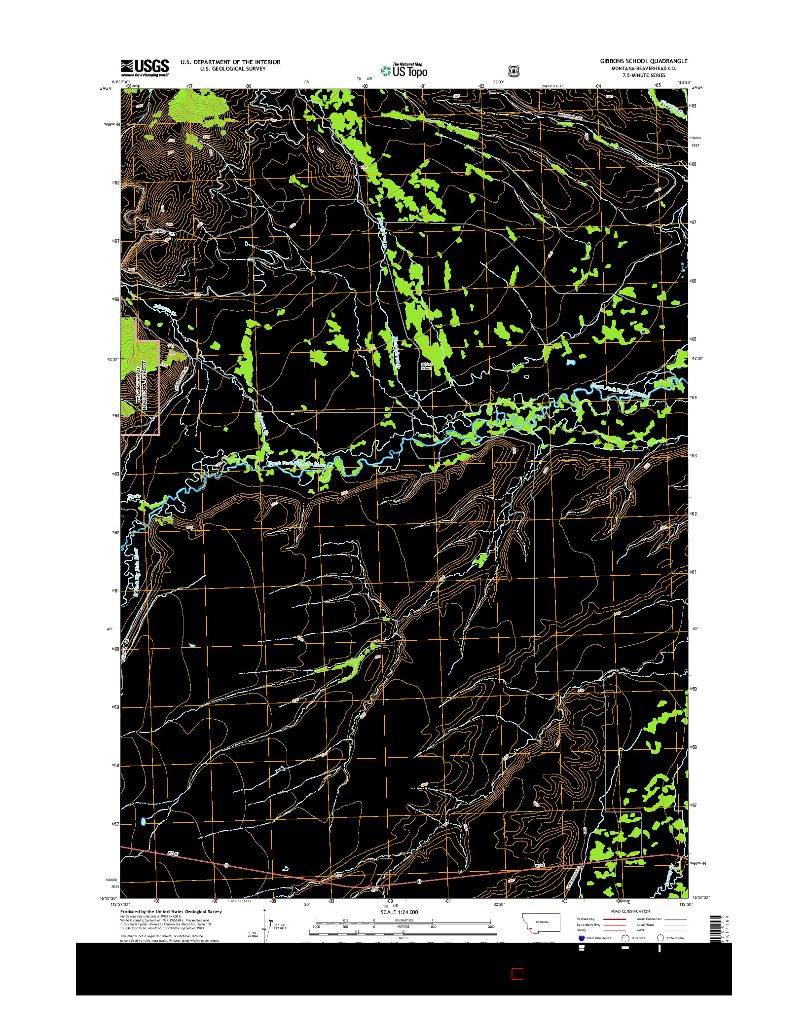 USGS US TOPO 7.5-MINUTE MAP FOR GIBBONS SCHOOL, MT 2014