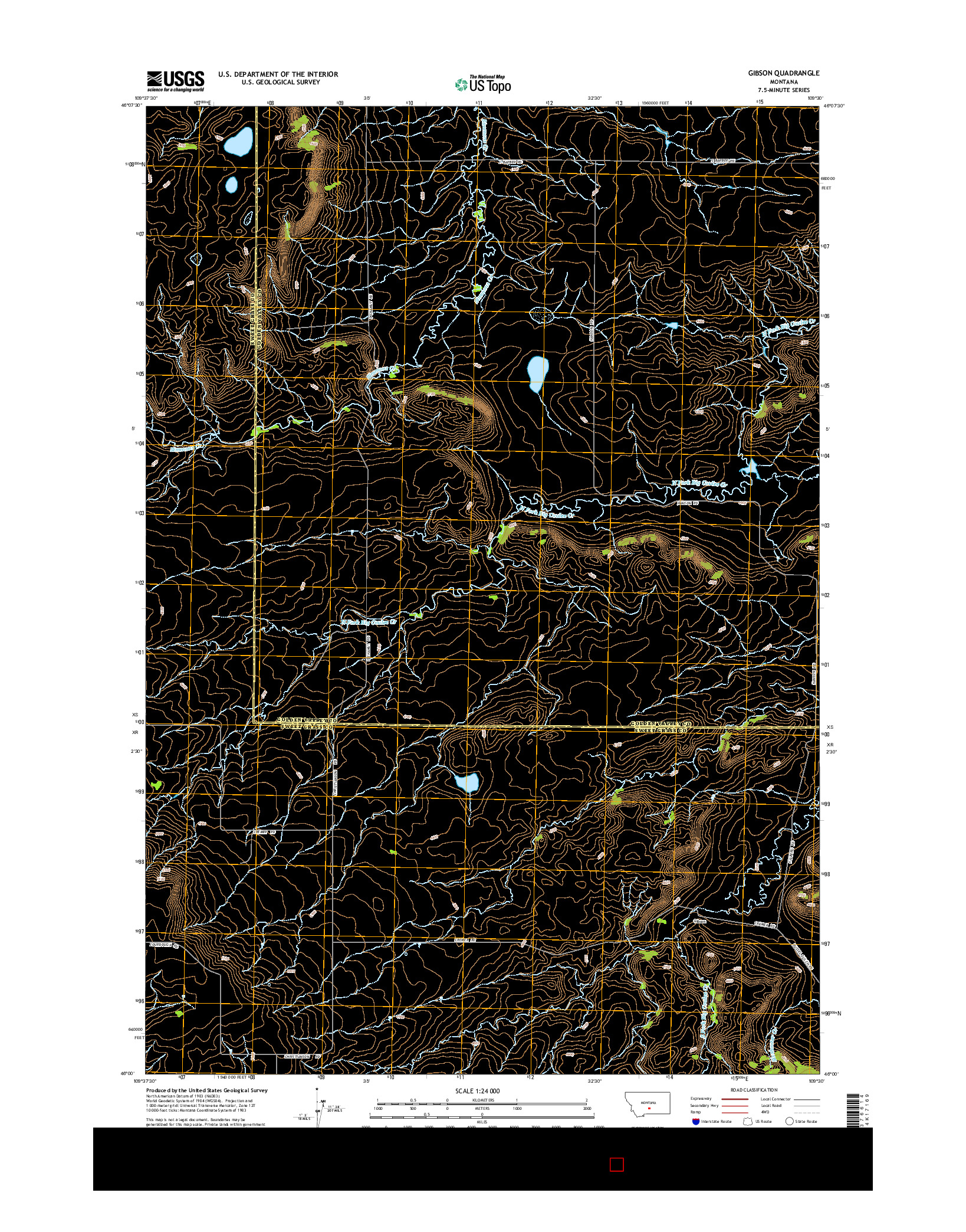 USGS US TOPO 7.5-MINUTE MAP FOR GIBSON, MT 2014