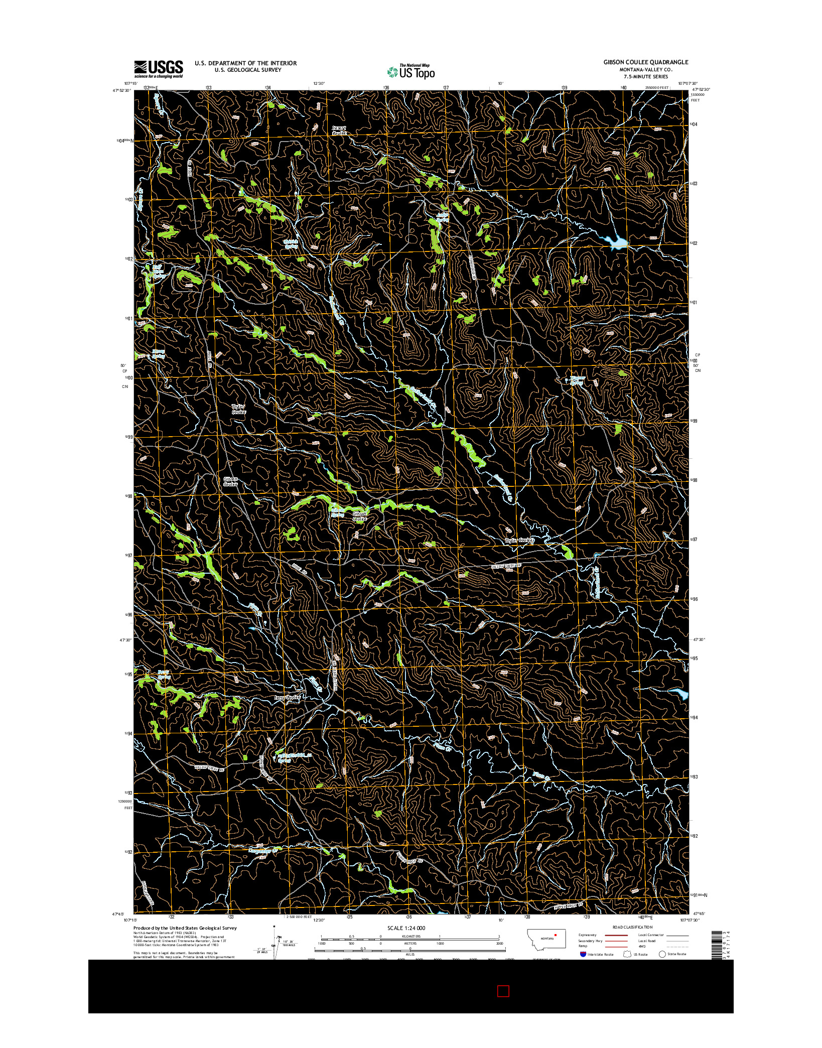 USGS US TOPO 7.5-MINUTE MAP FOR GIBSON COULEE, MT 2014