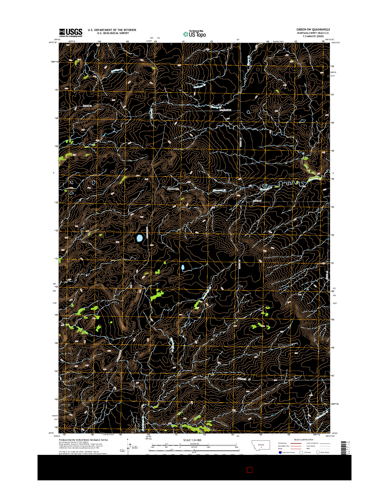 USGS US TOPO 7.5-MINUTE MAP FOR GIBSON SW, MT 2014