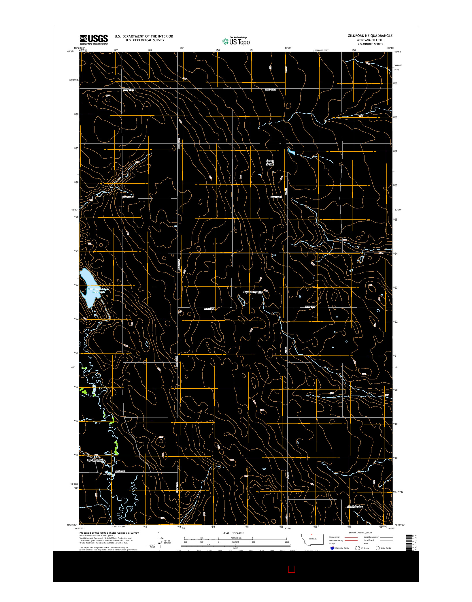 USGS US TOPO 7.5-MINUTE MAP FOR GILDFORD NE, MT 2014