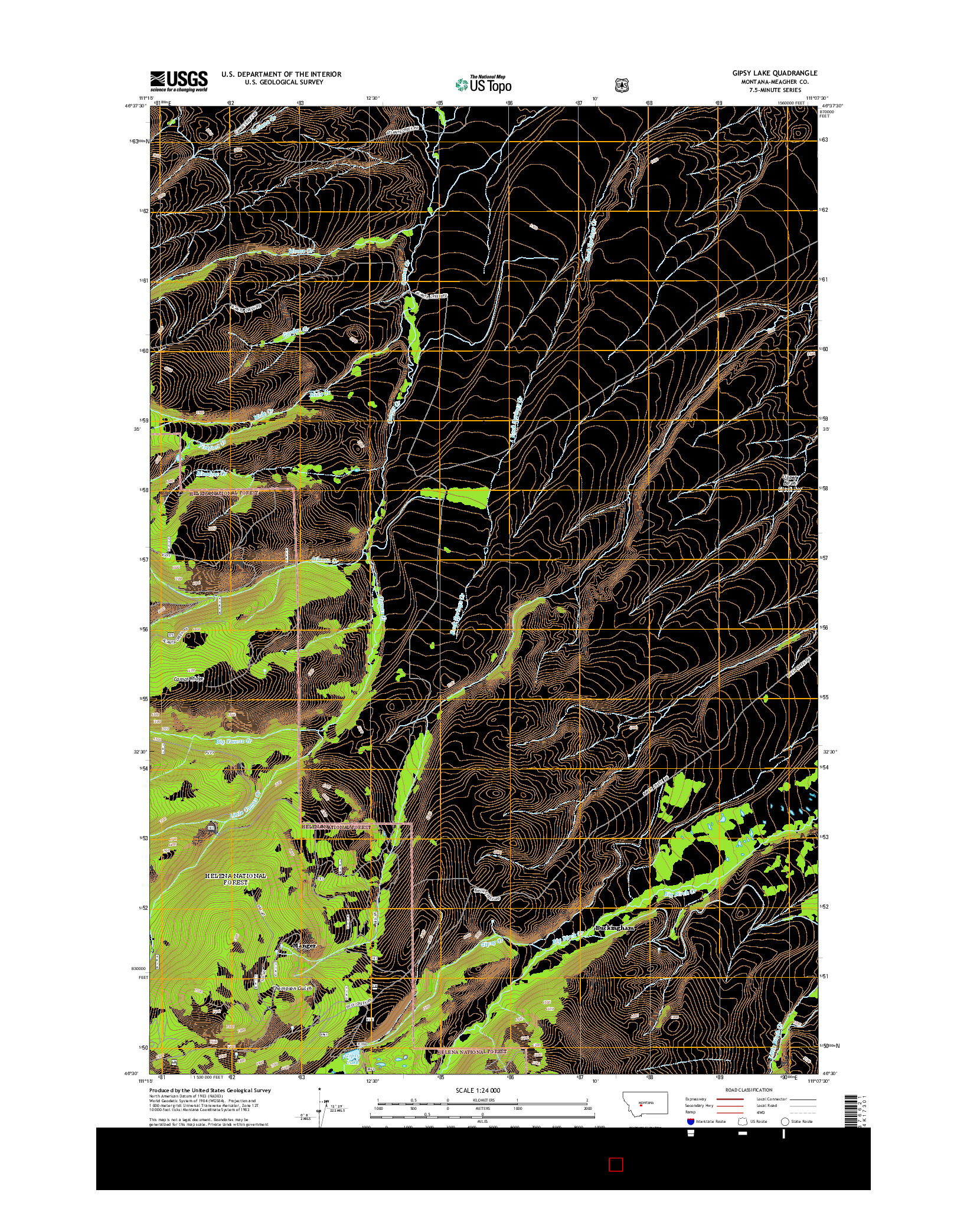 USGS US TOPO 7.5-MINUTE MAP FOR GIPSY LAKE, MT 2014