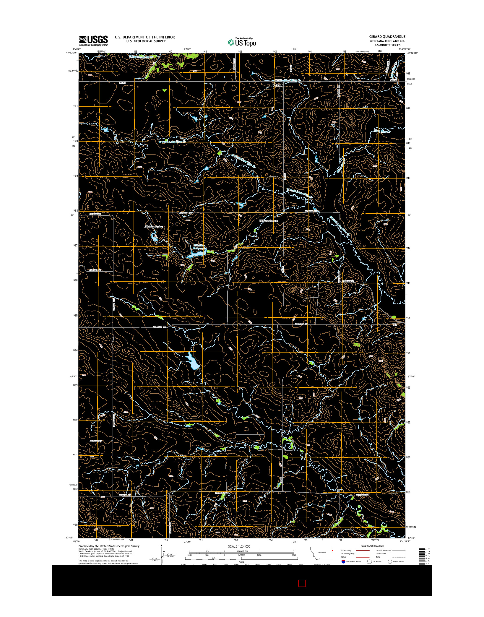 USGS US TOPO 7.5-MINUTE MAP FOR GIRARD, MT 2014