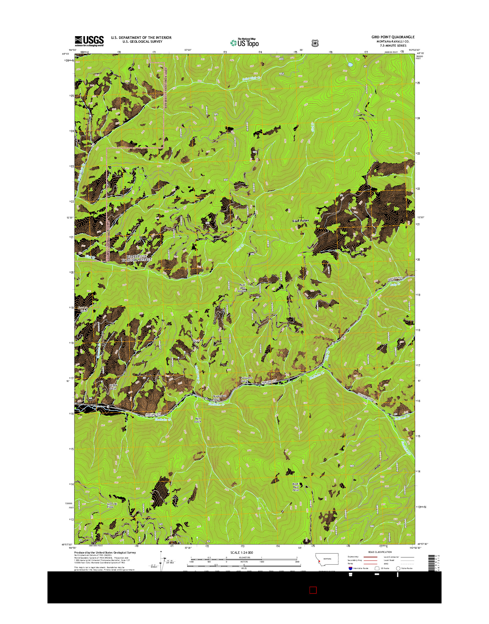 USGS US TOPO 7.5-MINUTE MAP FOR GIRD POINT, MT 2014