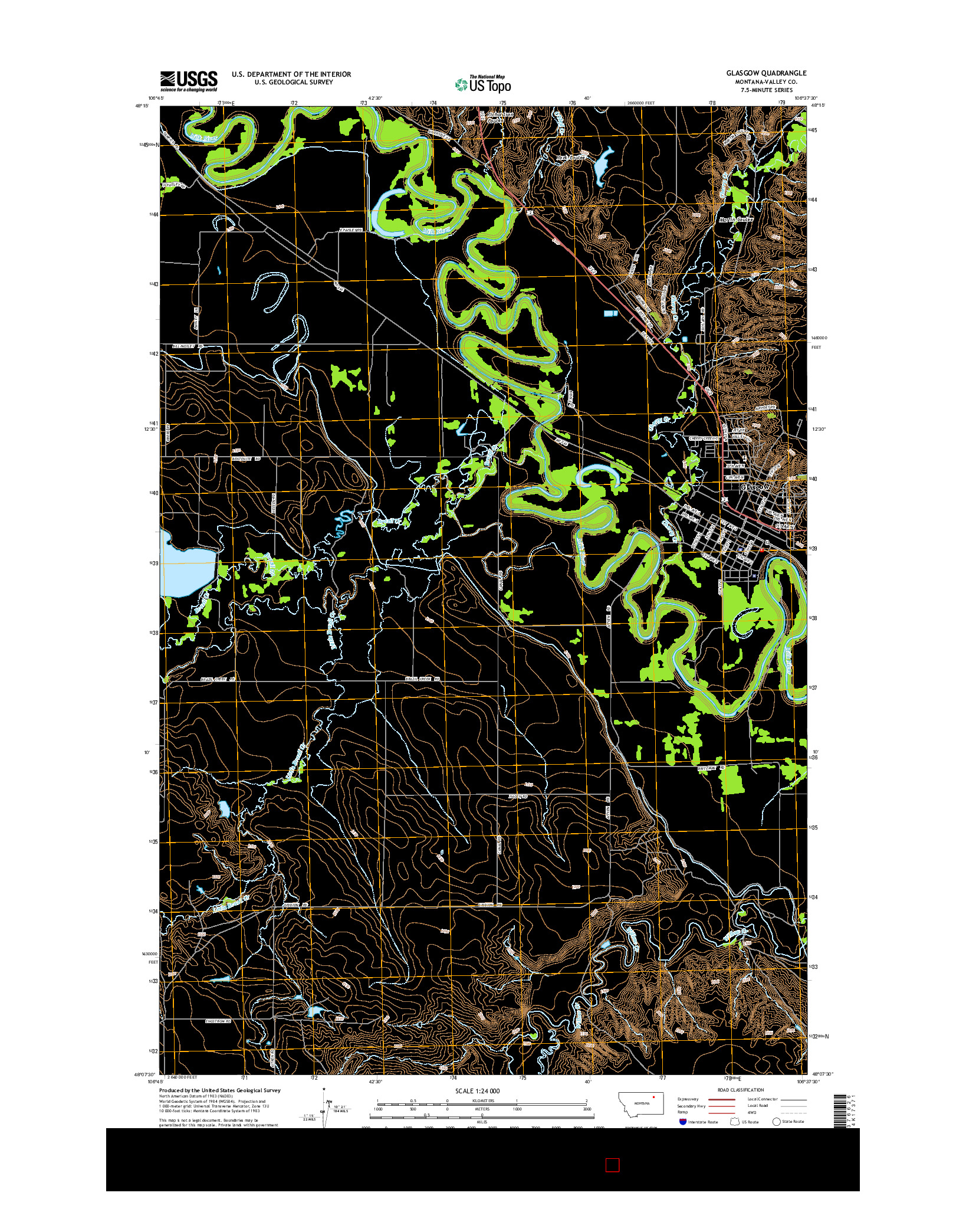 USGS US TOPO 7.5-MINUTE MAP FOR GLASGOW, MT 2014