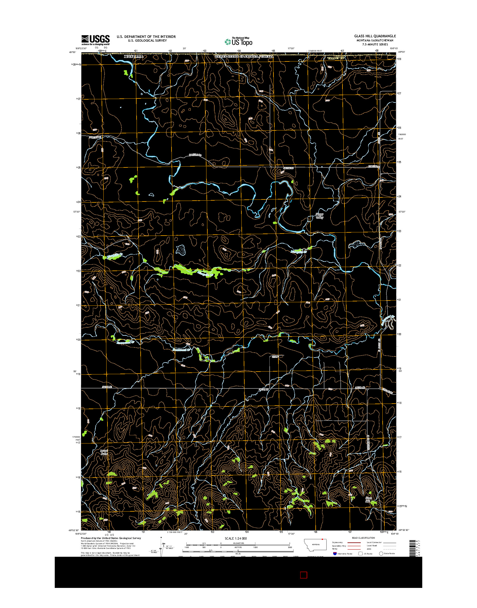 USGS US TOPO 7.5-MINUTE MAP FOR GLASS HILL, MT-SK 2014