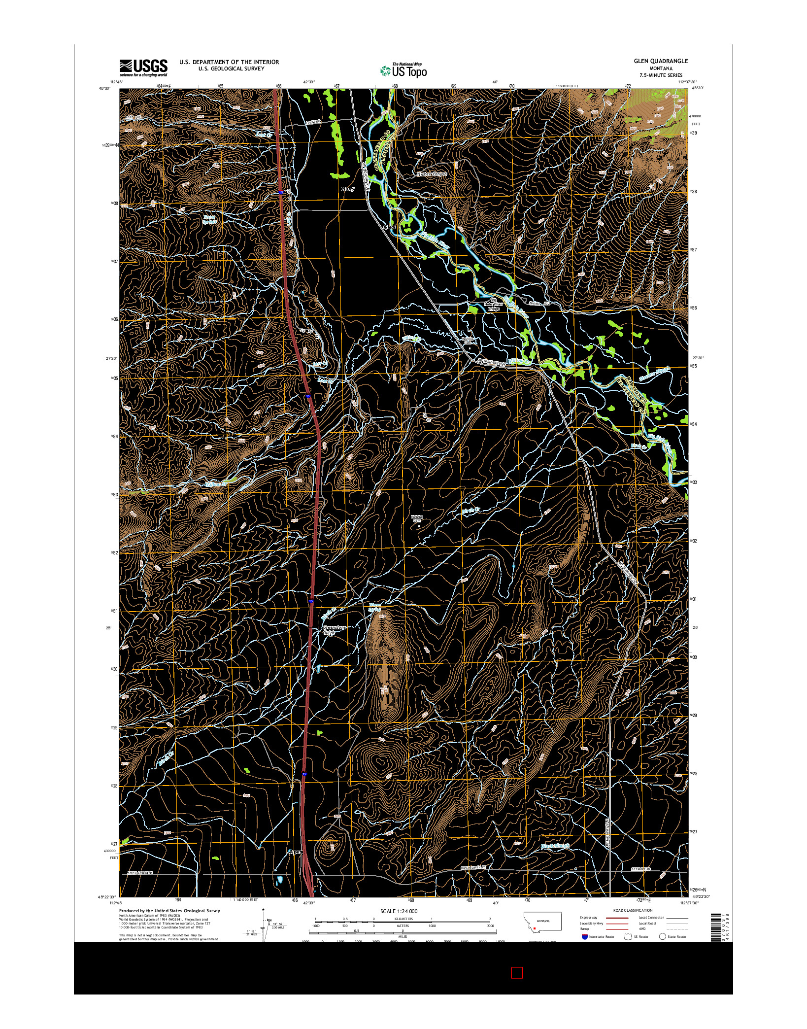 USGS US TOPO 7.5-MINUTE MAP FOR GLEN, MT 2014