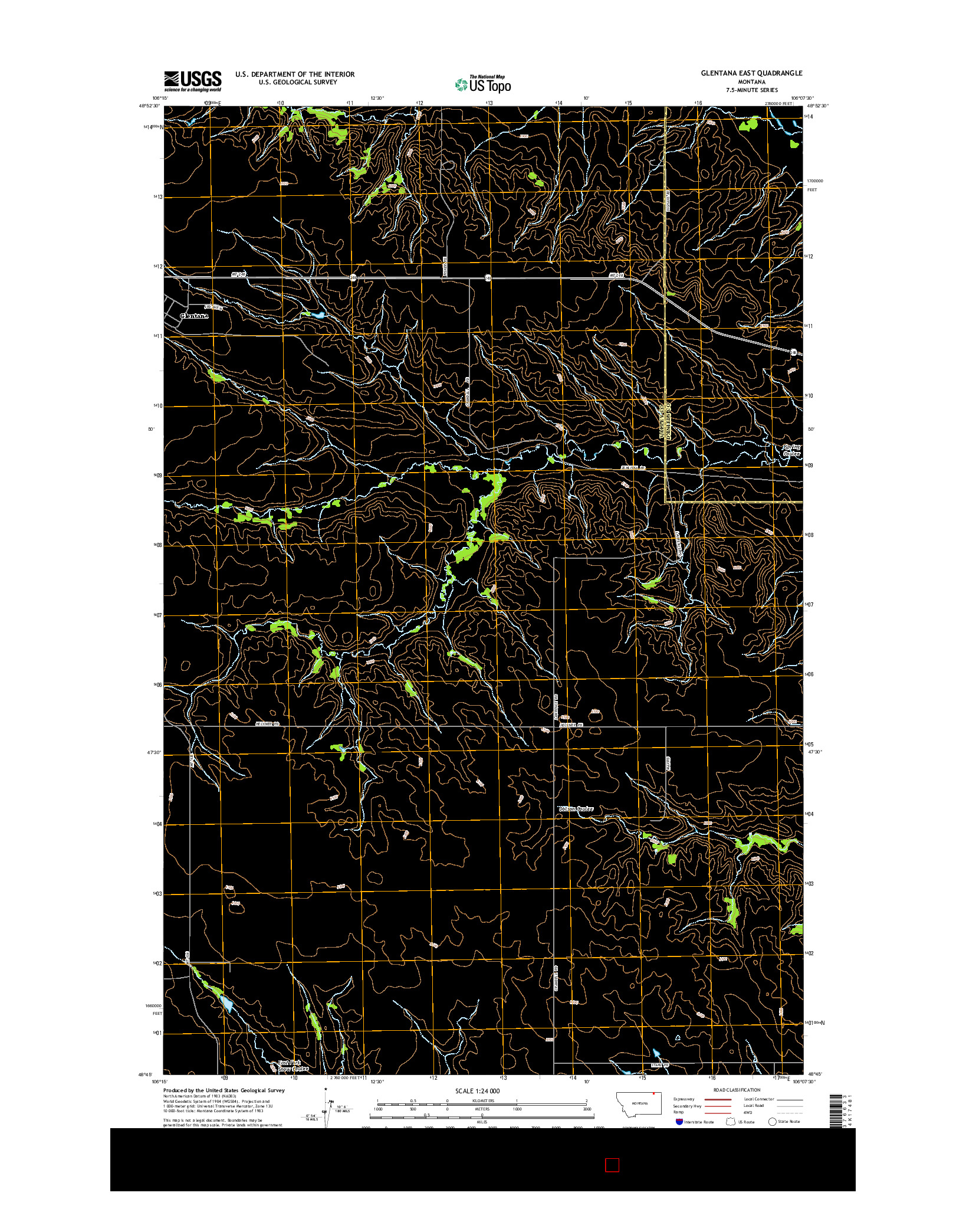 USGS US TOPO 7.5-MINUTE MAP FOR GLENTANA EAST, MT 2014