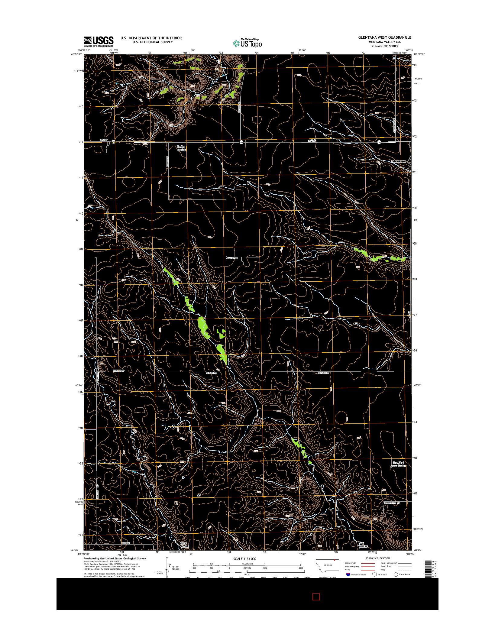 USGS US TOPO 7.5-MINUTE MAP FOR GLENTANA WEST, MT 2014